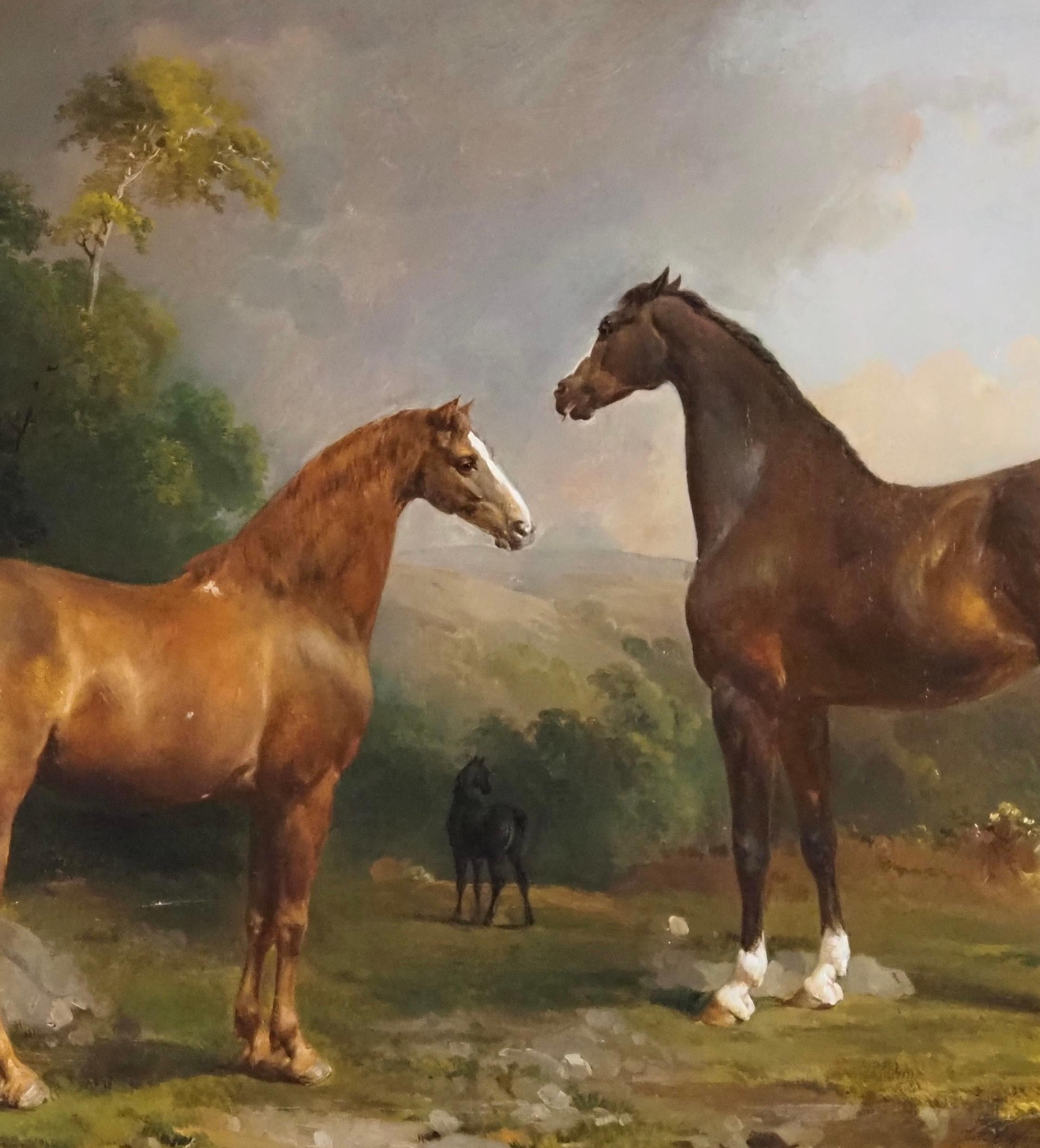 Three horses in a woodland landscape For Sale 1