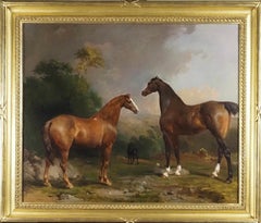 Trois chevaux dans un paysage boisé