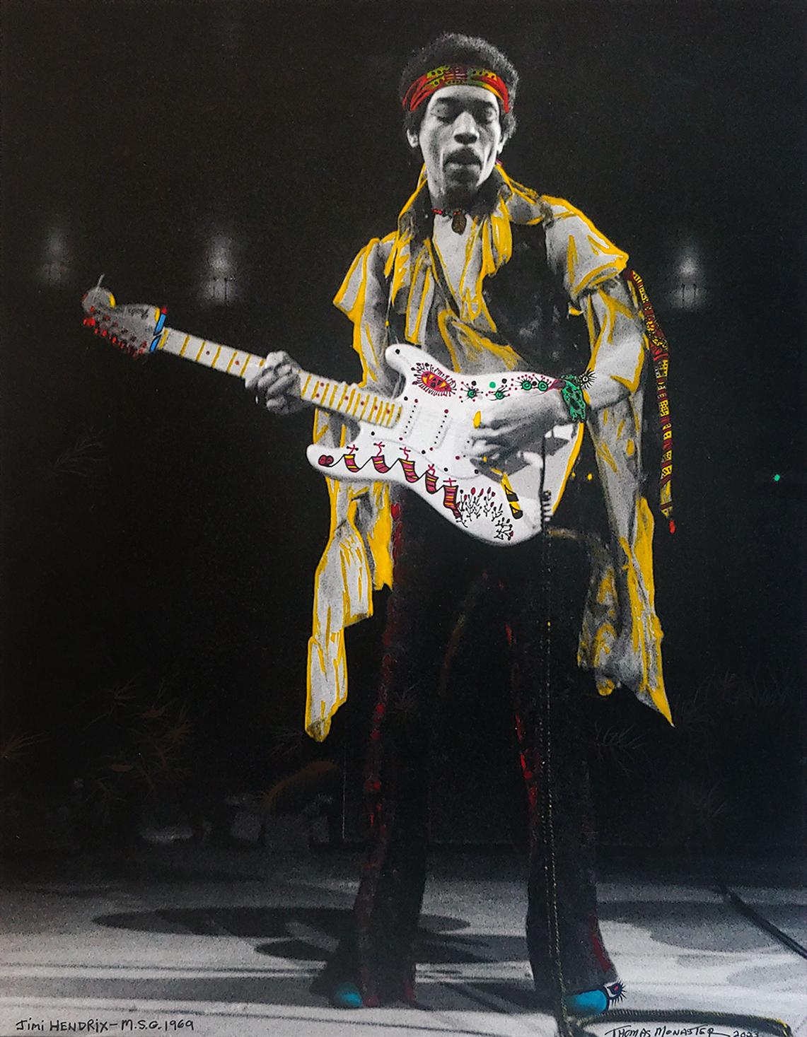Jimi Hendrix Hand colored by the original photographer 1969 MSG  New York - Photograph by Thomas Monaster