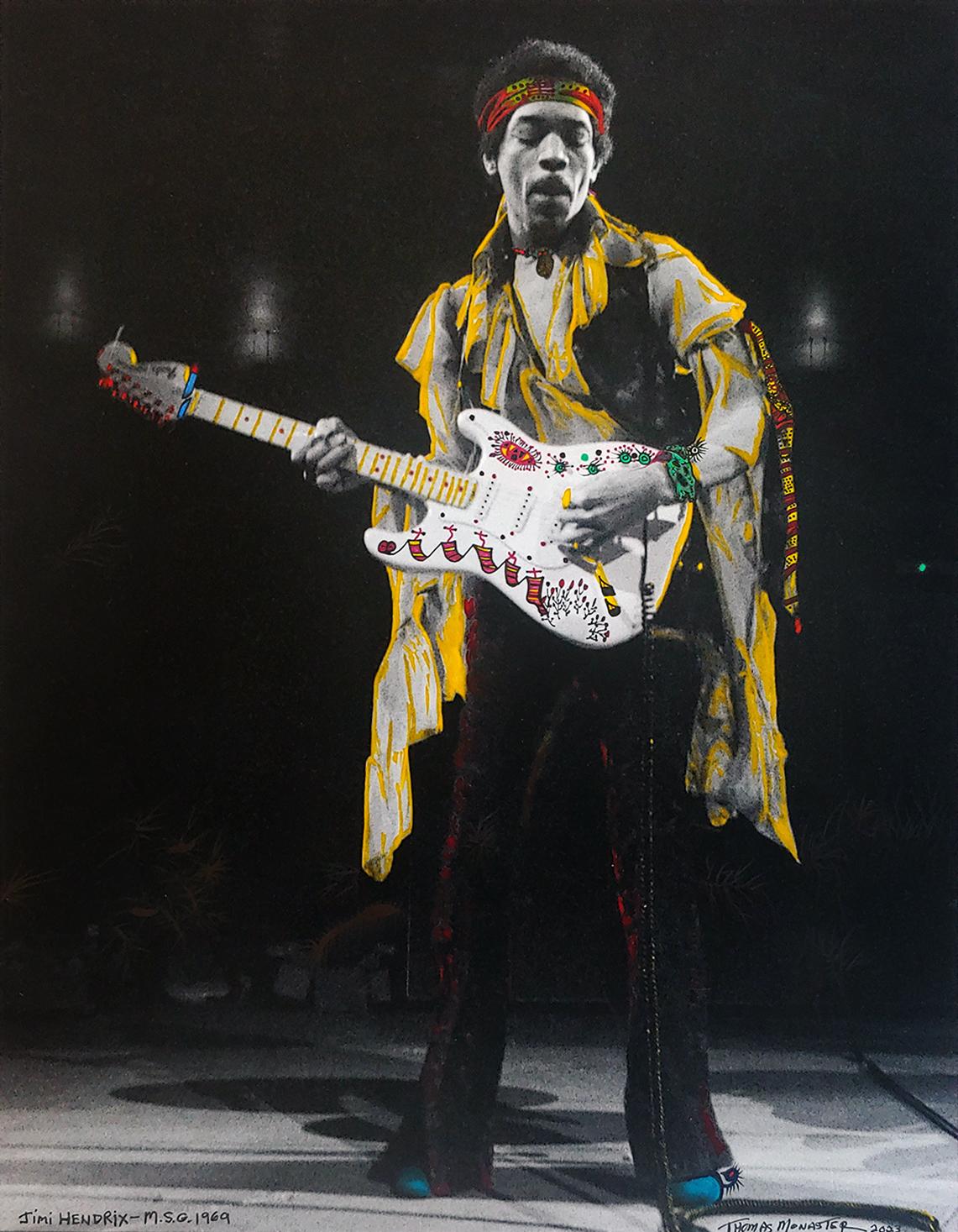 Jimi Hendrix colorato a mano dal fotografo originale 1969 MSG  New York - Photograph di Thomas Monaster
