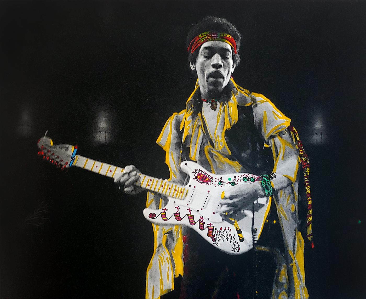 Thomas Monaster has photographed many great rock and roll legends like John Lennon, Bob Dylan, The Rolling Stones, Janis Joplin and Jimi Hendrix to name just a few. We are please to offer this unique one of a kind image of Jimi Hendrix, photographed