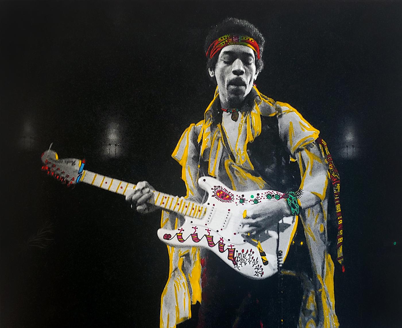 Jimi Hendrix colorato a mano dal fotografo originale 1969 MSG  New York in vendita 1