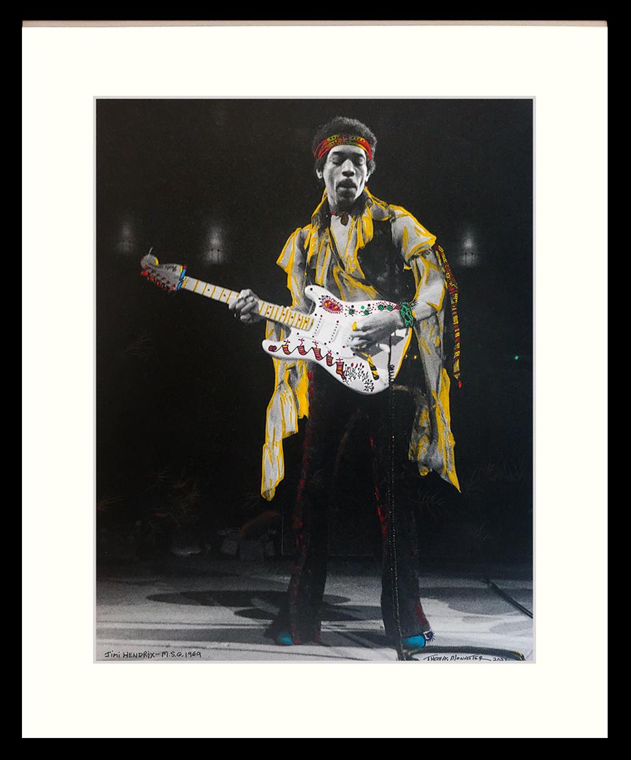 Jimi Hendrix coloré à la main par le photographe d'origine 1969 MSG  New York