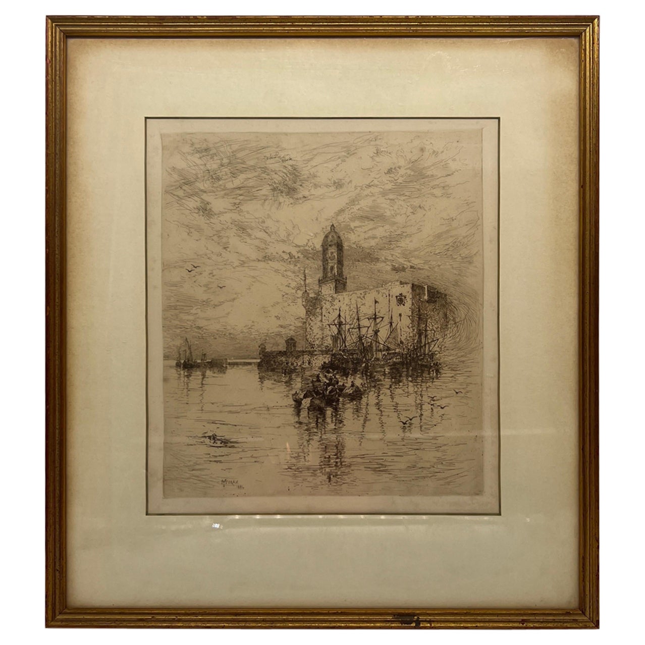 Thomas Moran "Castillo de San Juan de Vlua, Vera Cruz" Aguafuerte C. 1884 en venta