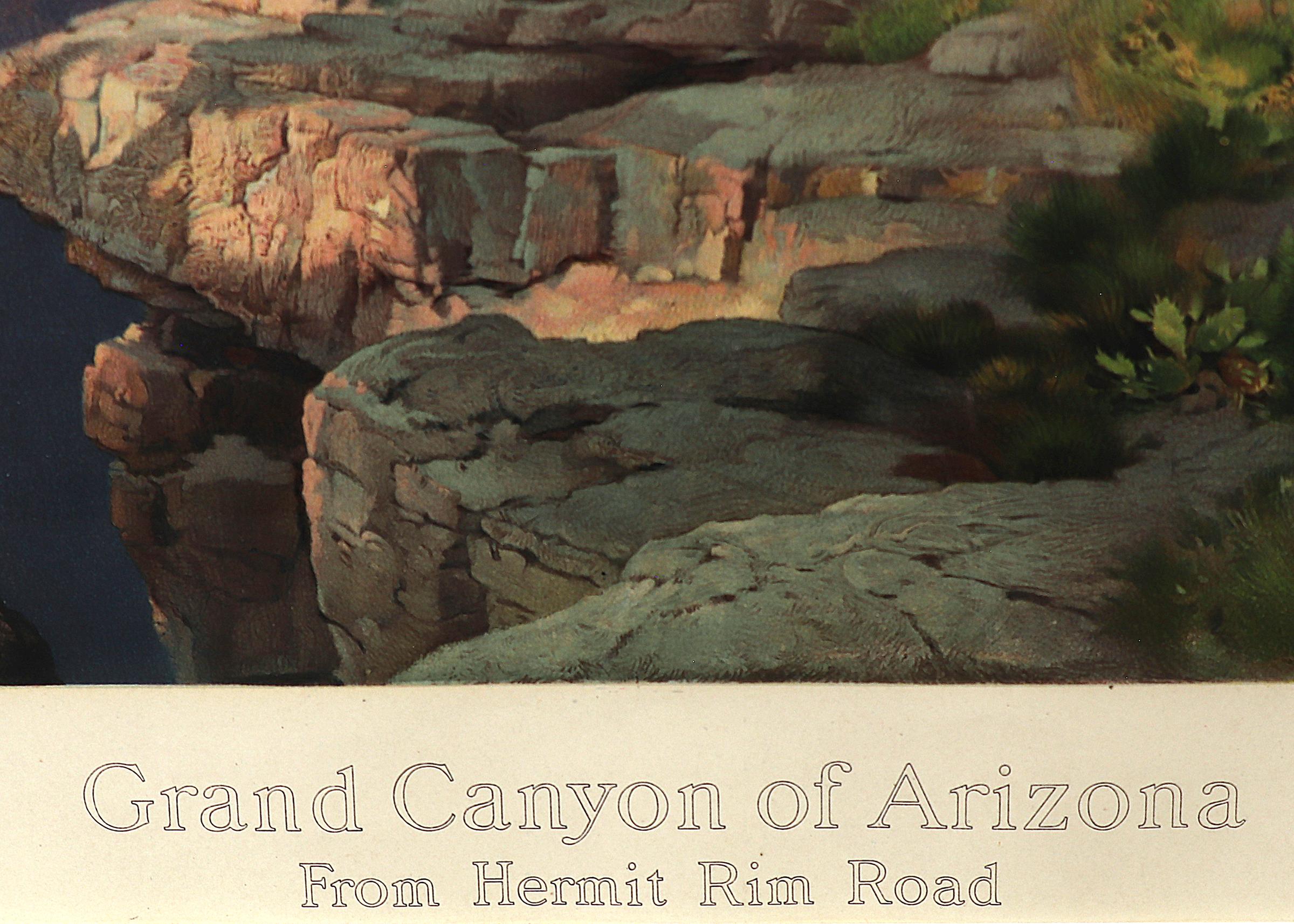 Grand Canyon of Arizona from Hermit Rim, Vintage 1912 Chromolithograph 6