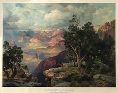 Grand Canyon d'Arizona depuis Hermit Rim, Chromolithographie vintage de 1912