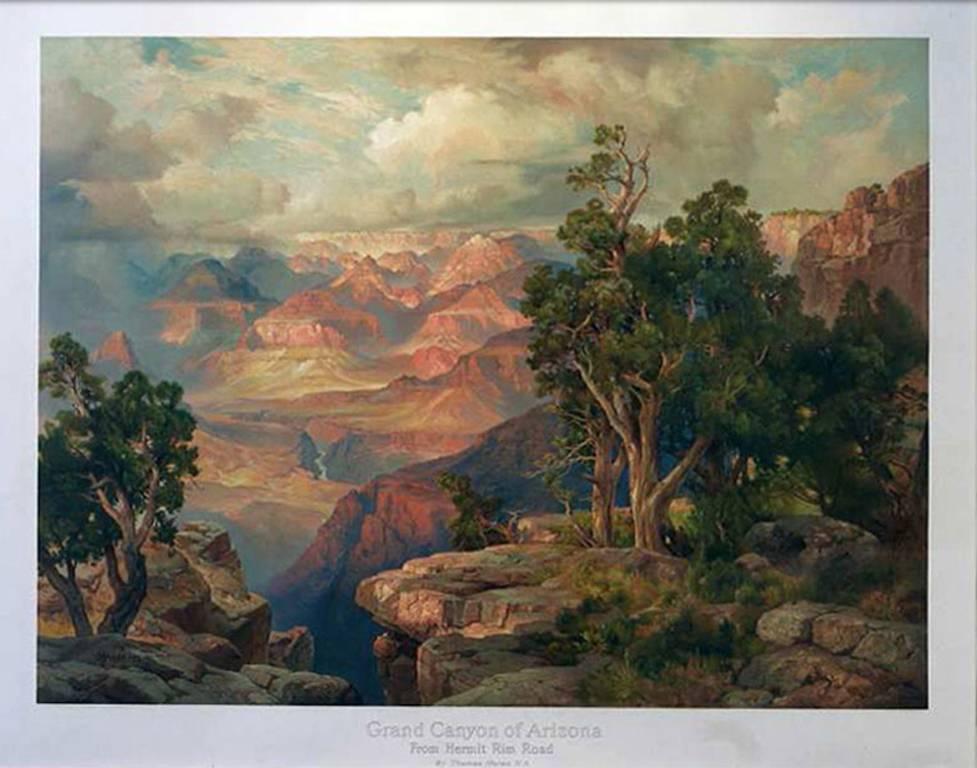 Grand Canyon of Arizona from Hermit Rim Road 1912 (Color Chromolithograph) - Hudson River School Print by Thomas Moran