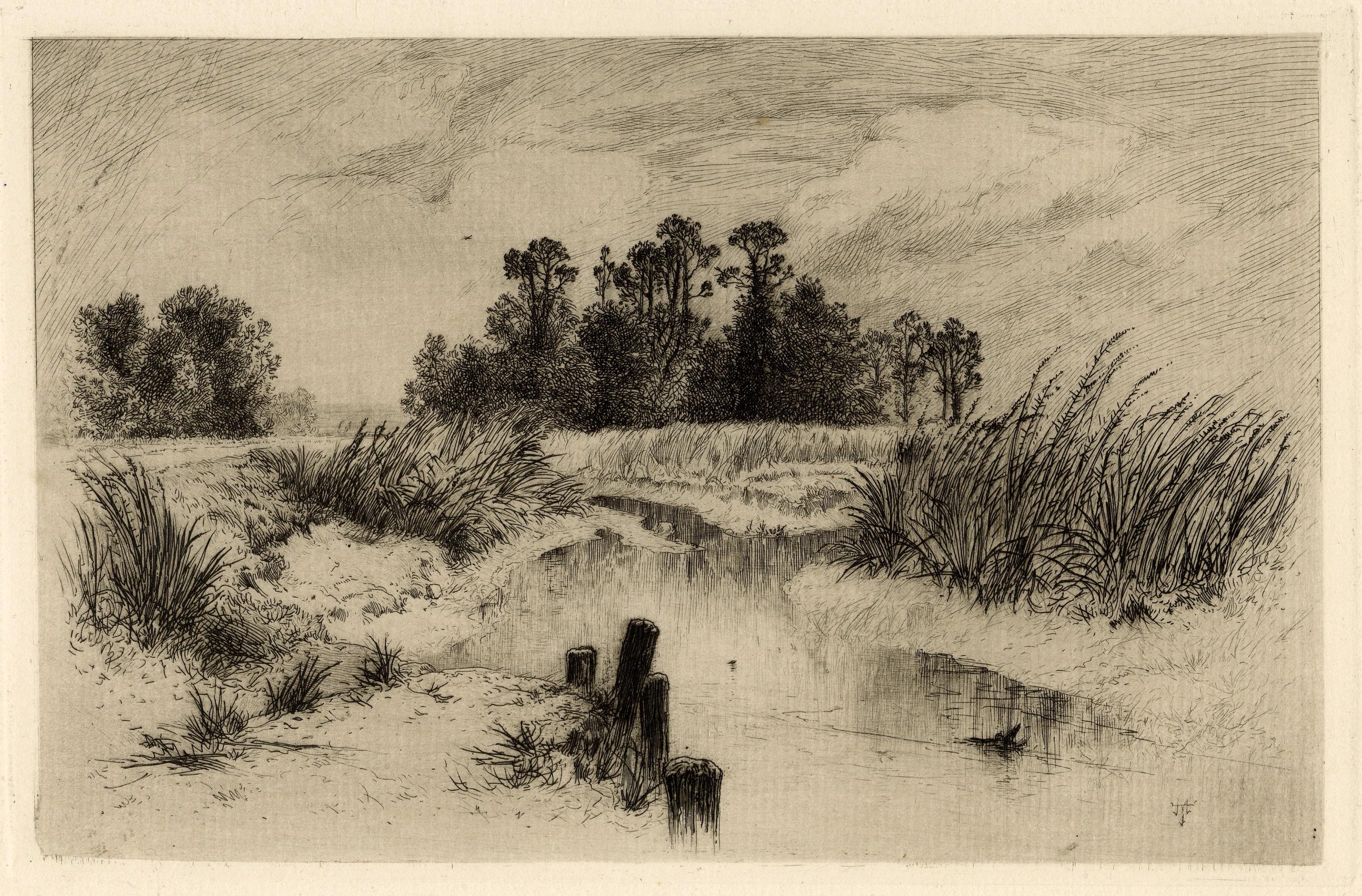 Thomas Moran Landscape Print - Passaic Meadows (In the Newark Meadows)