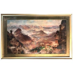 Thomas Moran: Chromolithografie von 1893 mit dem Grand Canyon, signiert