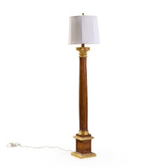 Thomas Morgan Carved Wood Classical Motif Reeded Column - Gilded Wood Floor Lamp
