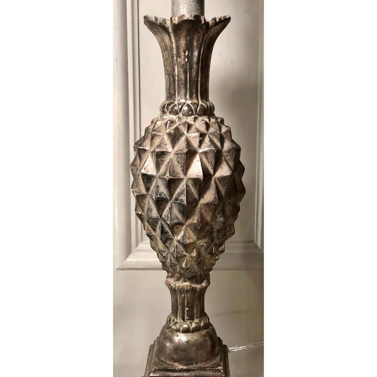 Neoclassical Thomas Morgan Regency Style White Gold Pineapple Lamp For Sale