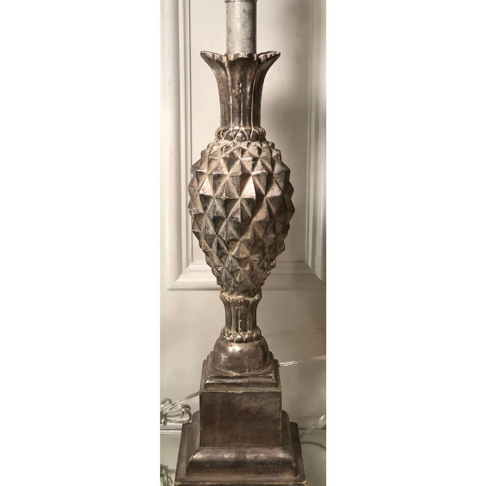American Thomas Morgan Regency Style White Gold Pineapple Lamp For Sale