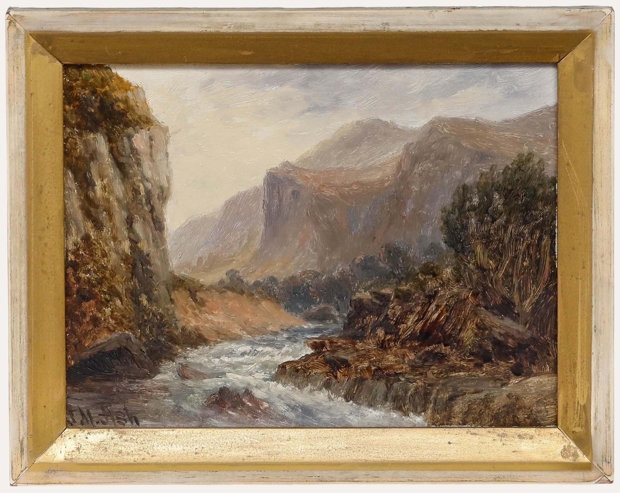 Ein Original-Landschaftsgemälde des britischen Künstlers Thomas Morris Ash (1851-1935). Der Weg nach Cader Idris. Gut präsentiert in einem vergoldeten Slip. Signiert 
 T. M. Ash
 unten links. Mit weiteren Beschriftungen verso. Auf dem Millboard.