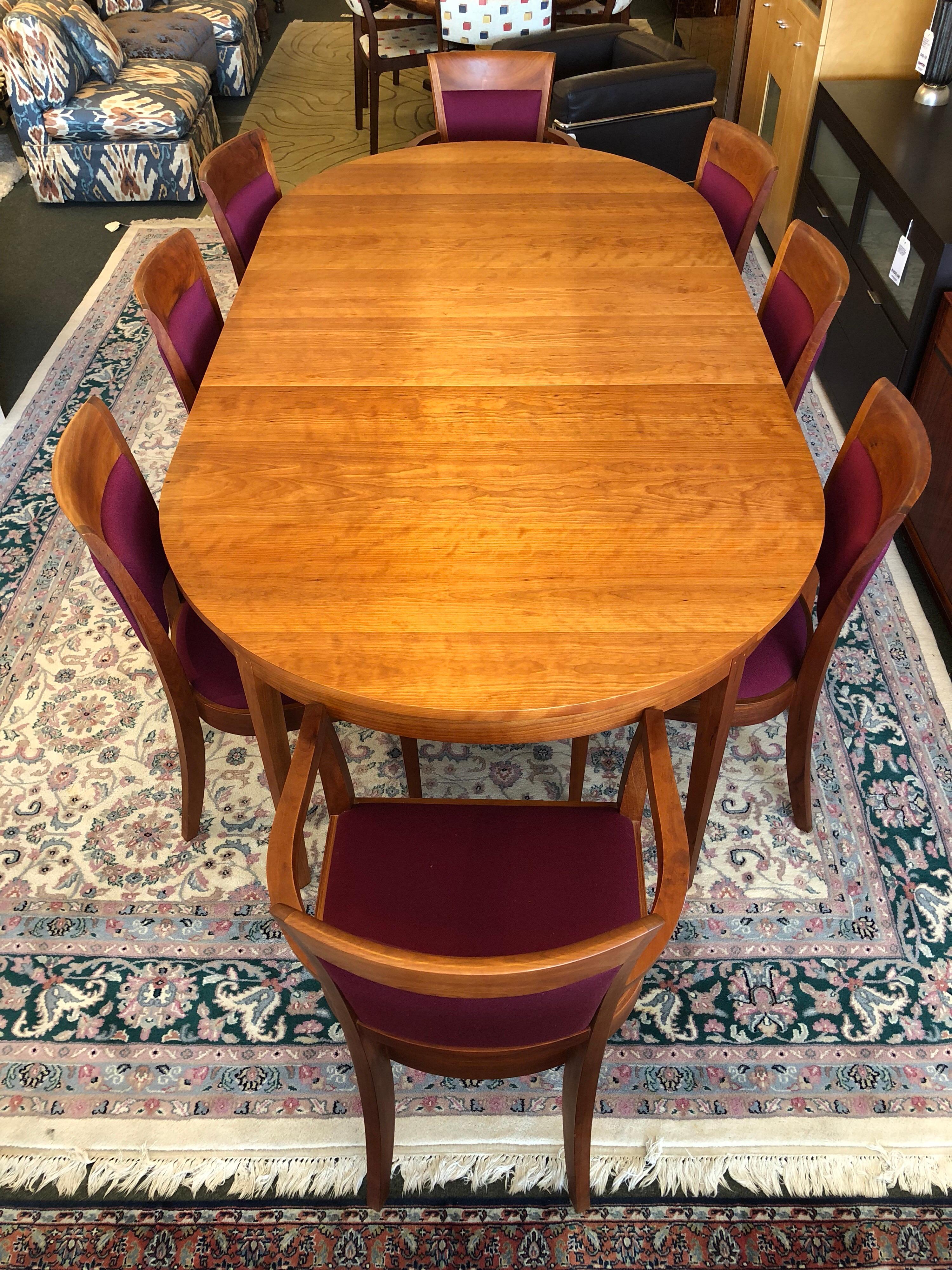 American Thomas Moser Dining Table and Eight Harpswell Dining Chairs For Sale