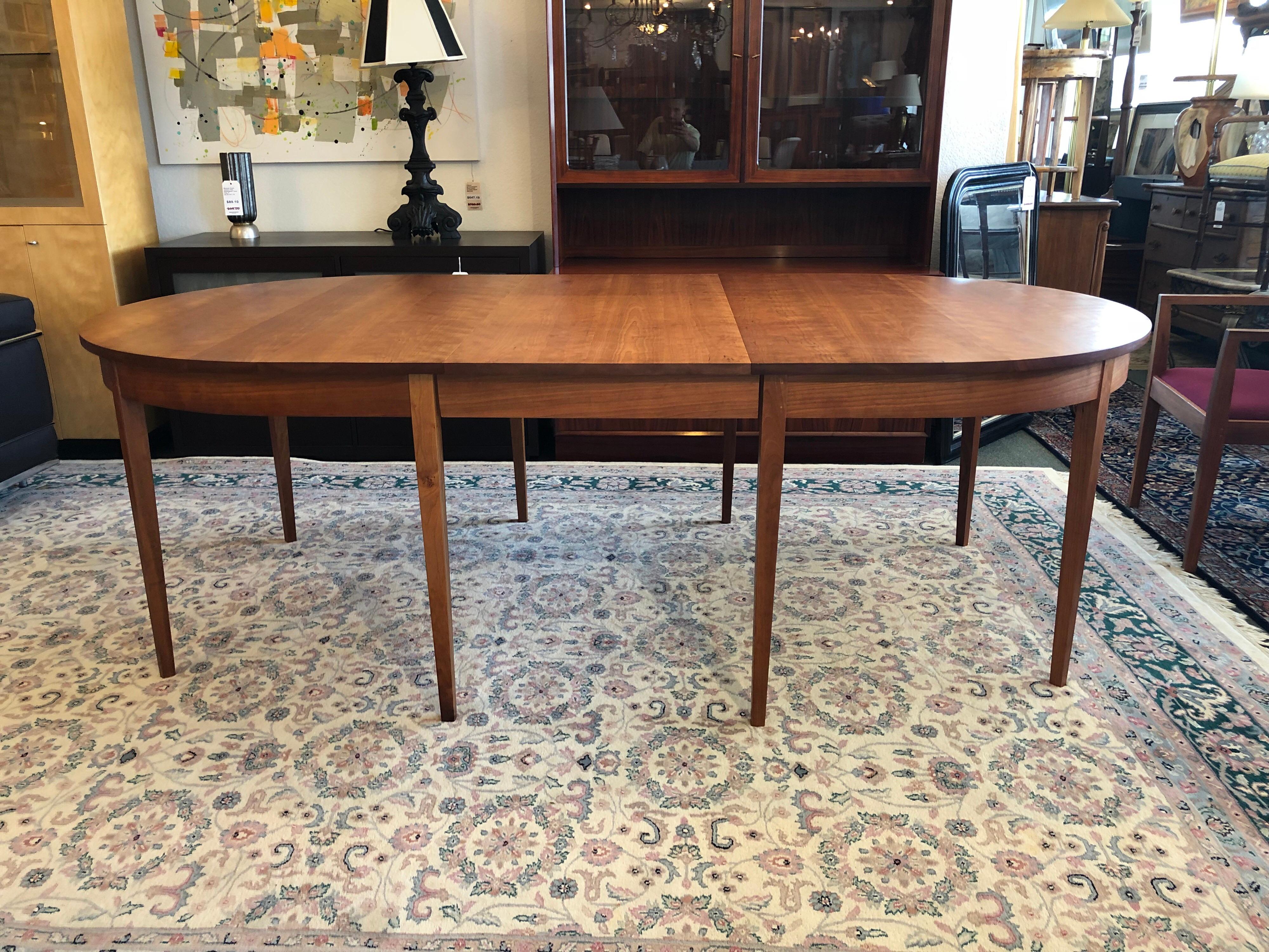 Fabric Thomas Moser Dining Table and Eight Harpswell Dining Chairs For Sale