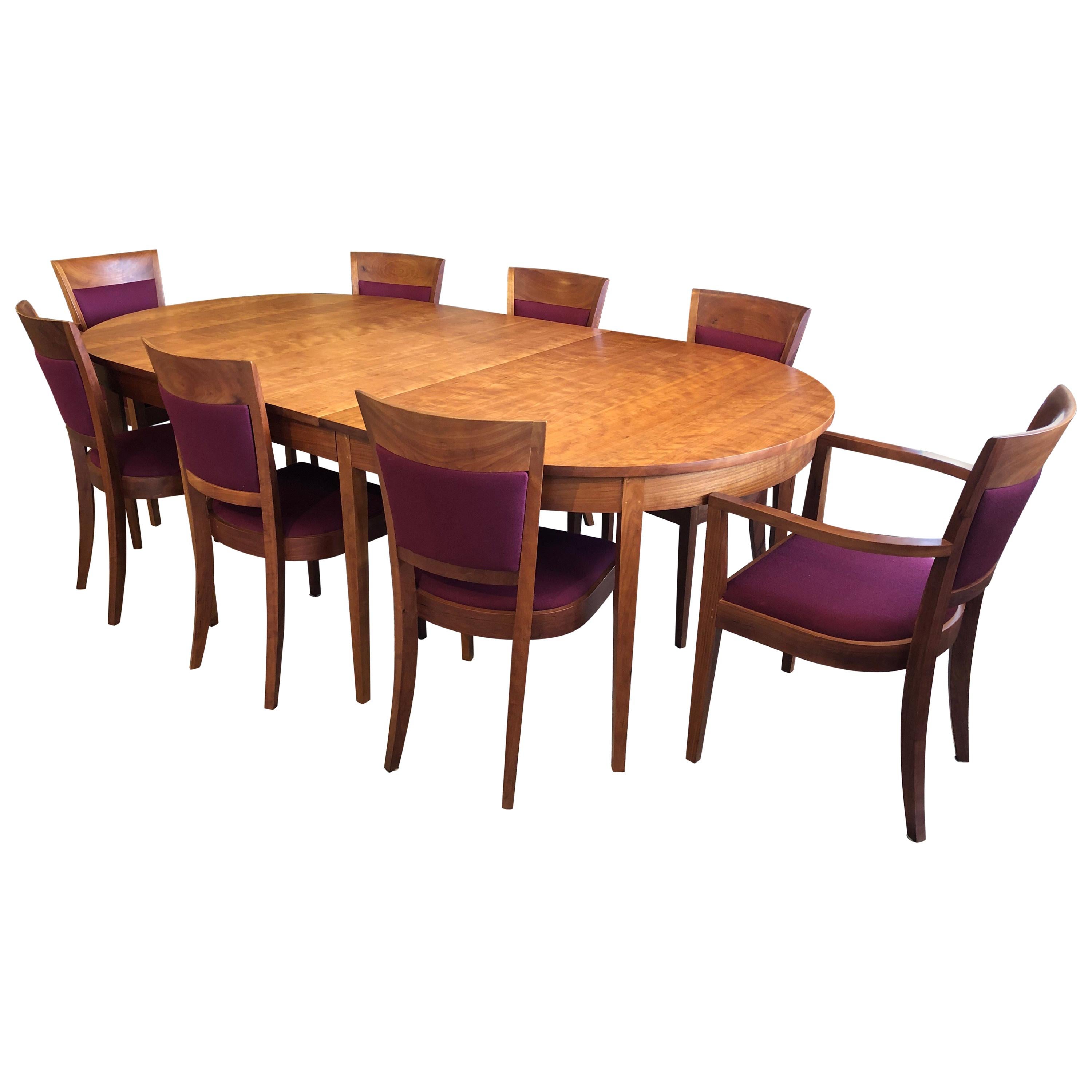 Thomas Moser Dining Table and Eight Harpswell Dining Chairs For Sale