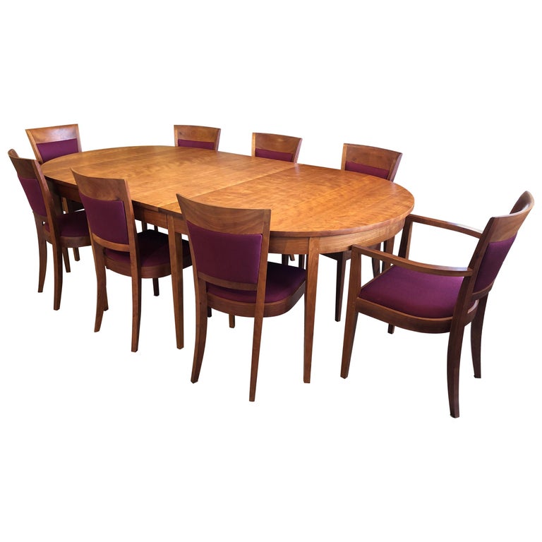 Thomas Moser Dining Table and Eight Harpswell Dining Chairs For Sale at