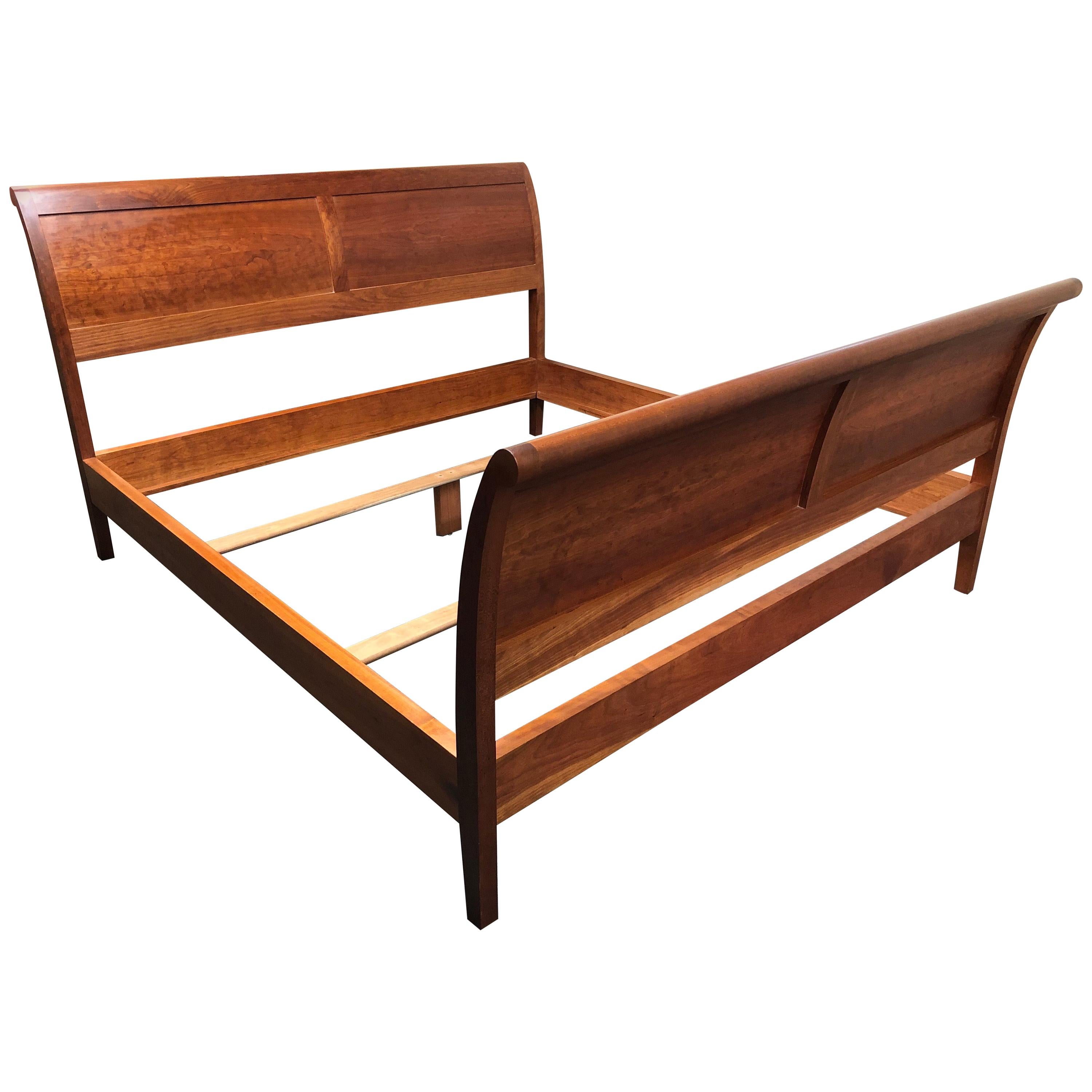 Thomas Moser King Size Cherry Sleigh Bed Frame For Sale