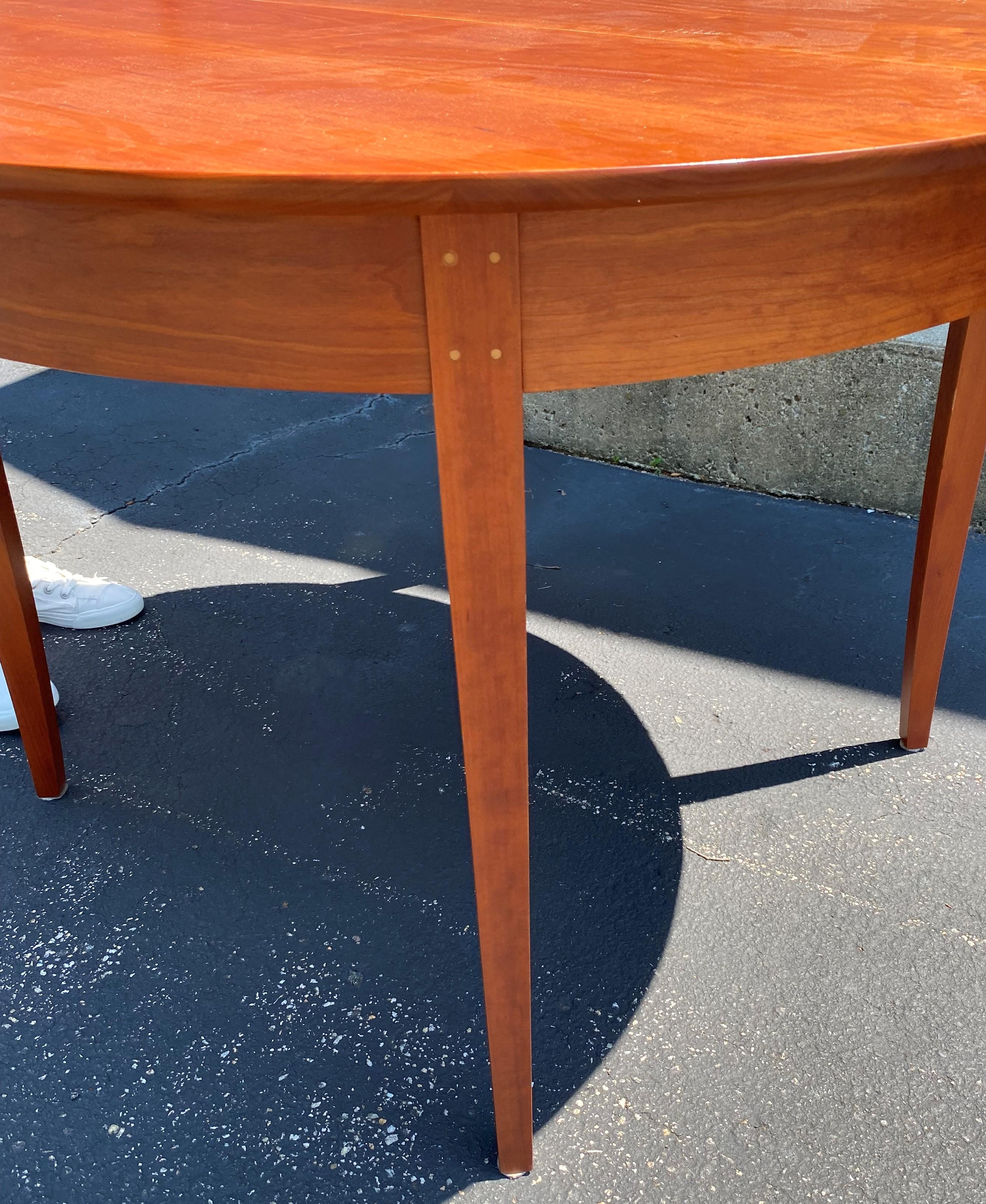 Thomas Moser Round Cherry Center Table or  Dining Table with Single Leaf 3