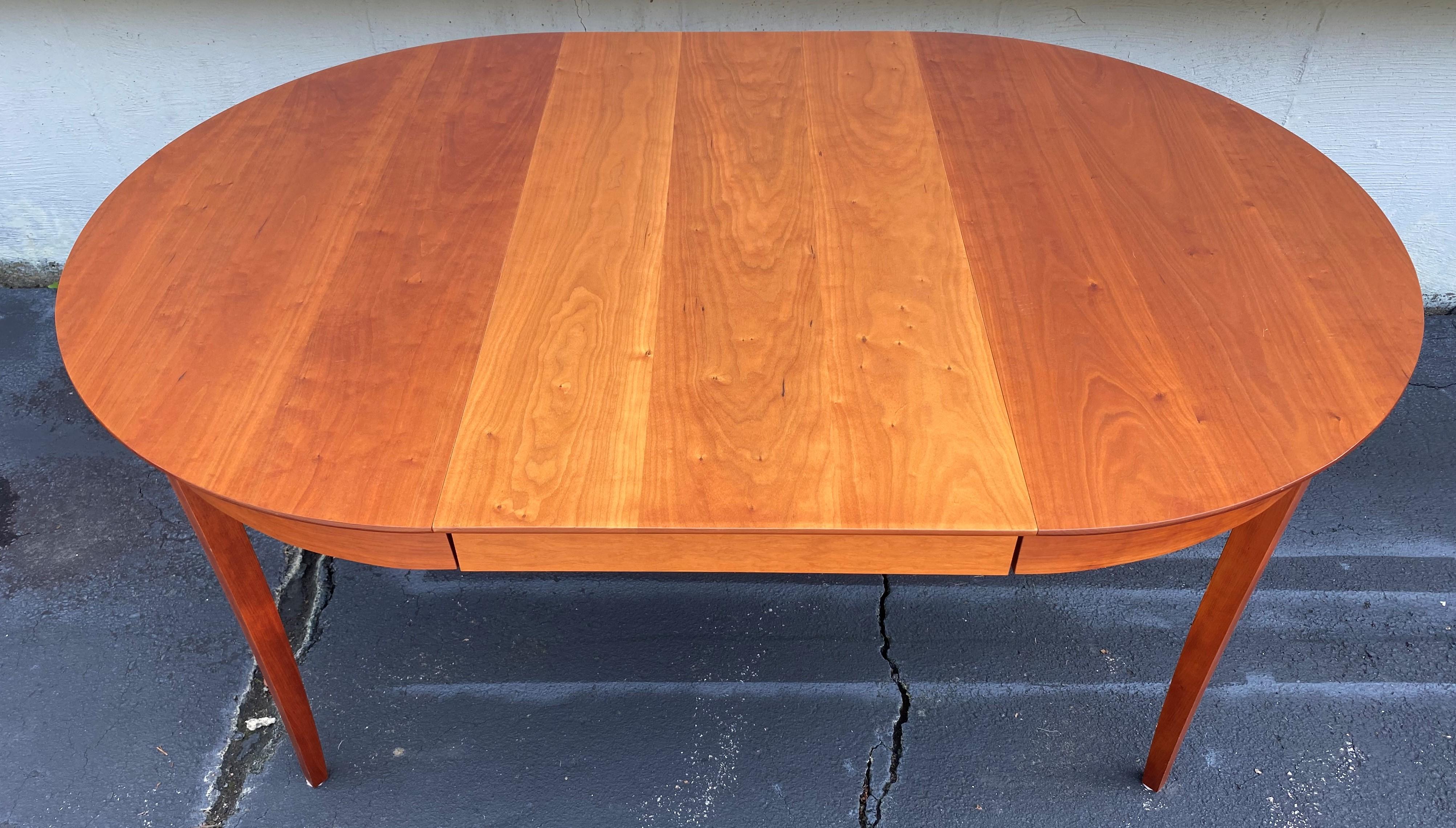 American Thomas Moser Round Cherry Center Table or  Dining Table with Single Leaf