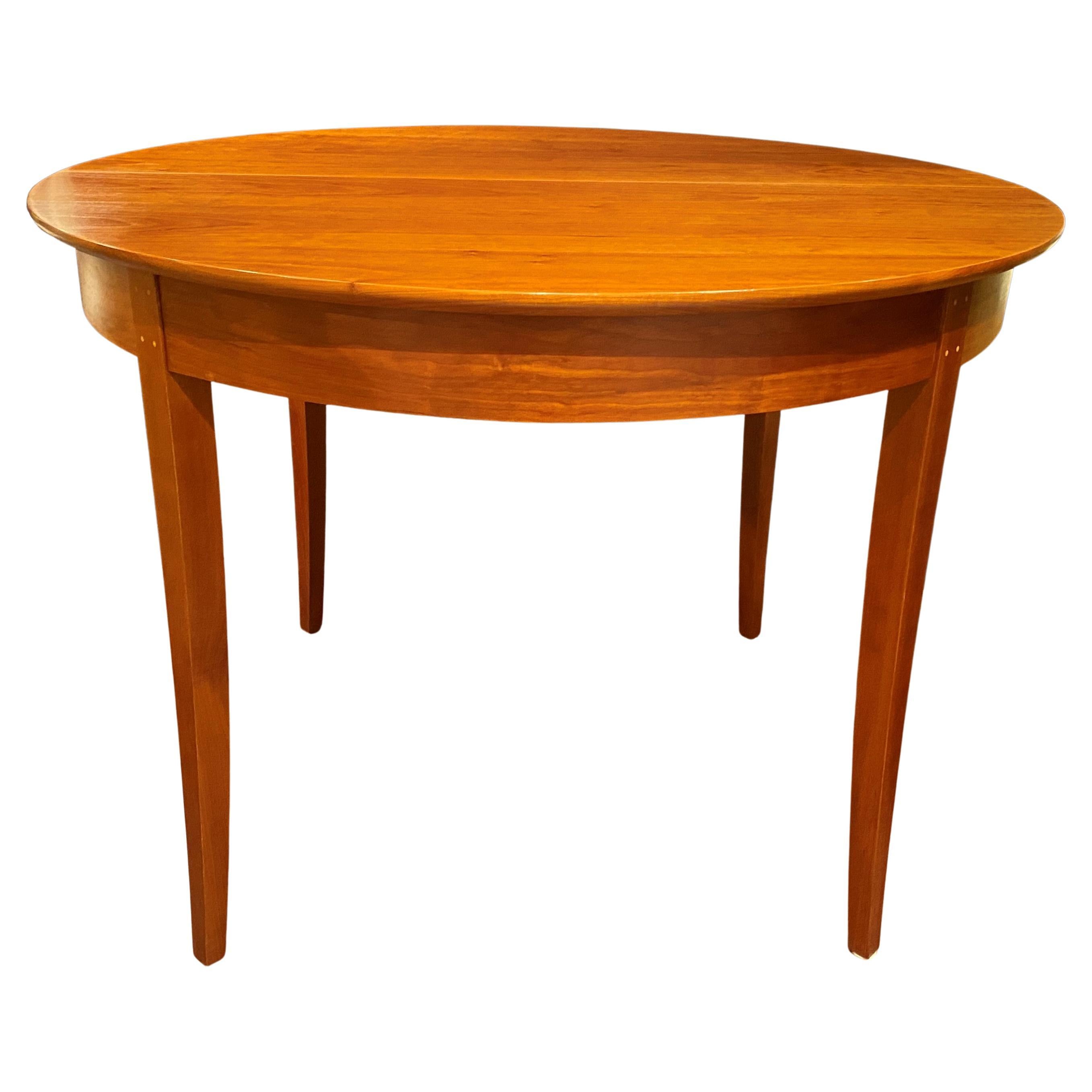 Thomas Moser Round Cherry Center Table or  Dining Table with Single Leaf