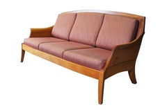 Thomas Moser Scandinavian Modern Cherry Three Place 3 Seat Wing Sofa Couch 78"