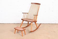Thomas Moser Shaker Studio Crafted Cherry and Ash Rocking Chair with Footstool