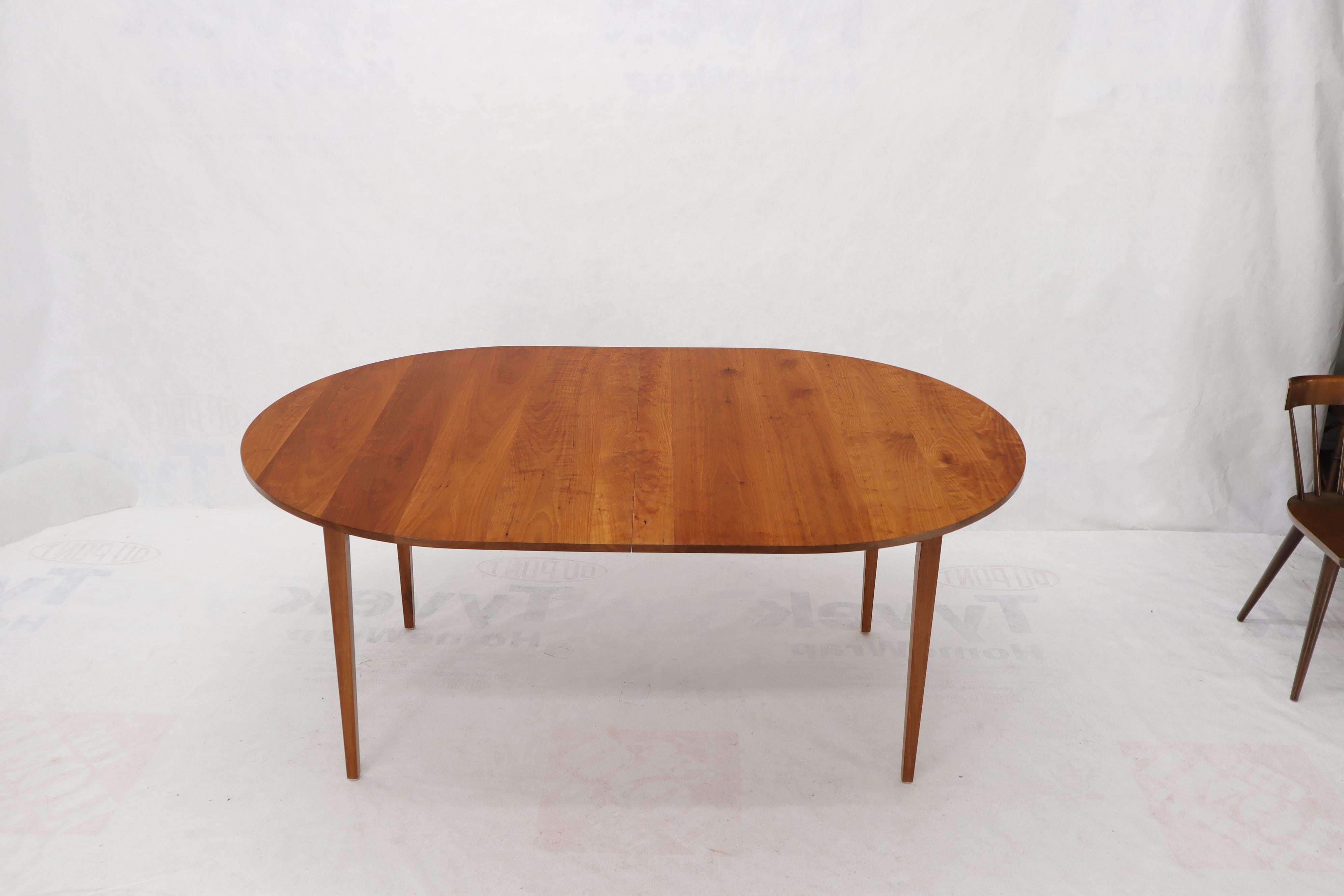 Mid-Century Modern solid cherry oval dining table with one 22