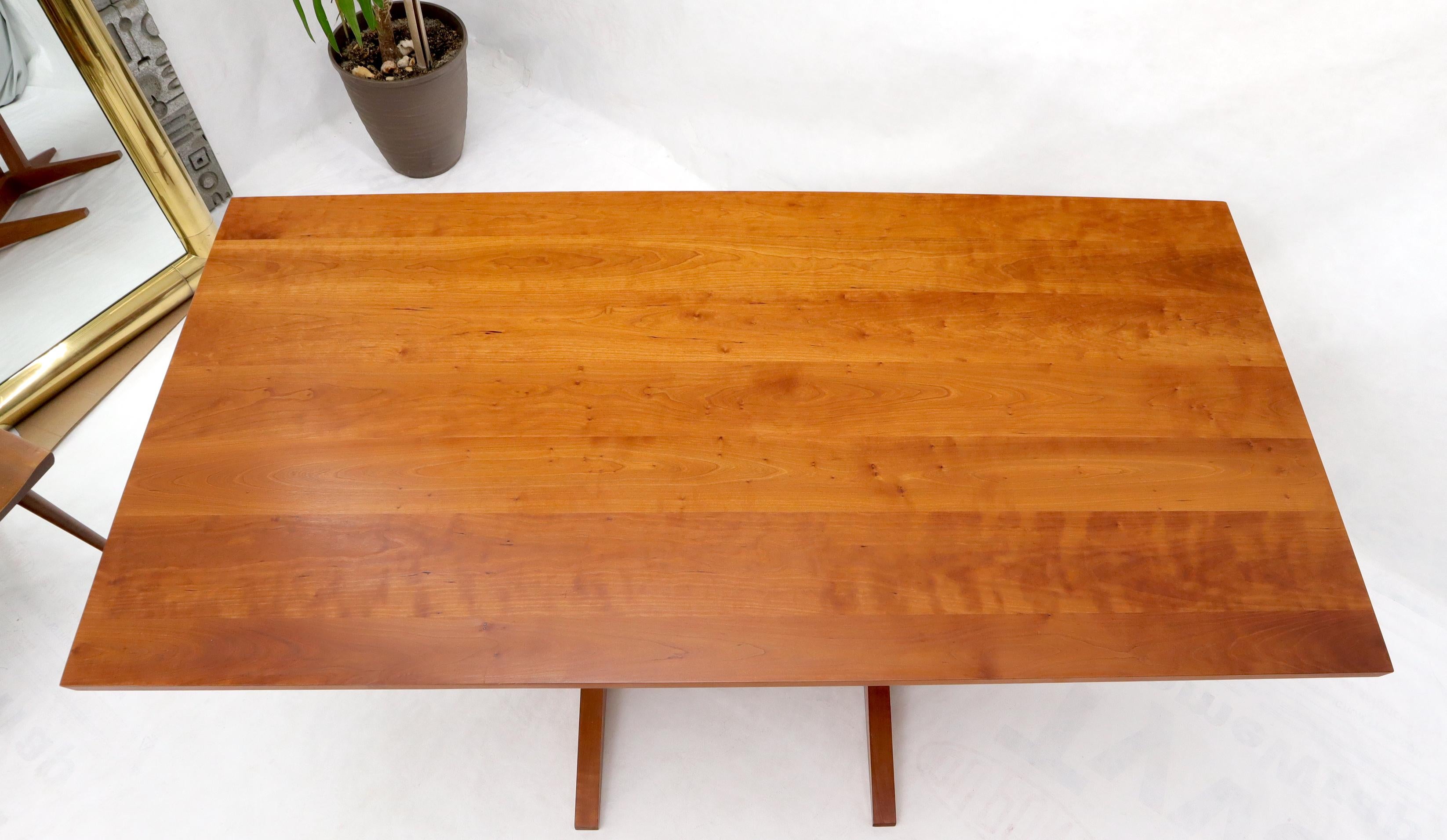 Thomas Moser Trestle Base Studio Made Thick Solid Cherry Top Dining Table 1