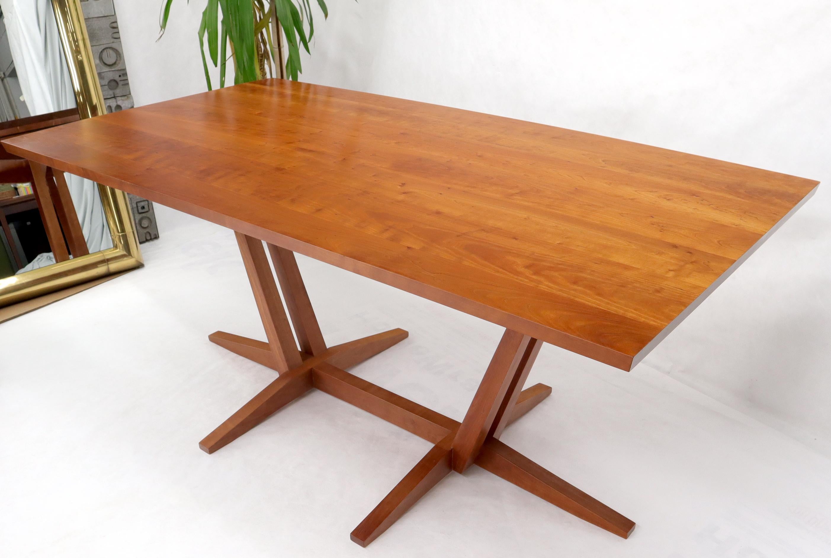Mid-Century Modern Thomas Moser Trestle Base Studio Made Thick Solid Cherry Top Dining Table