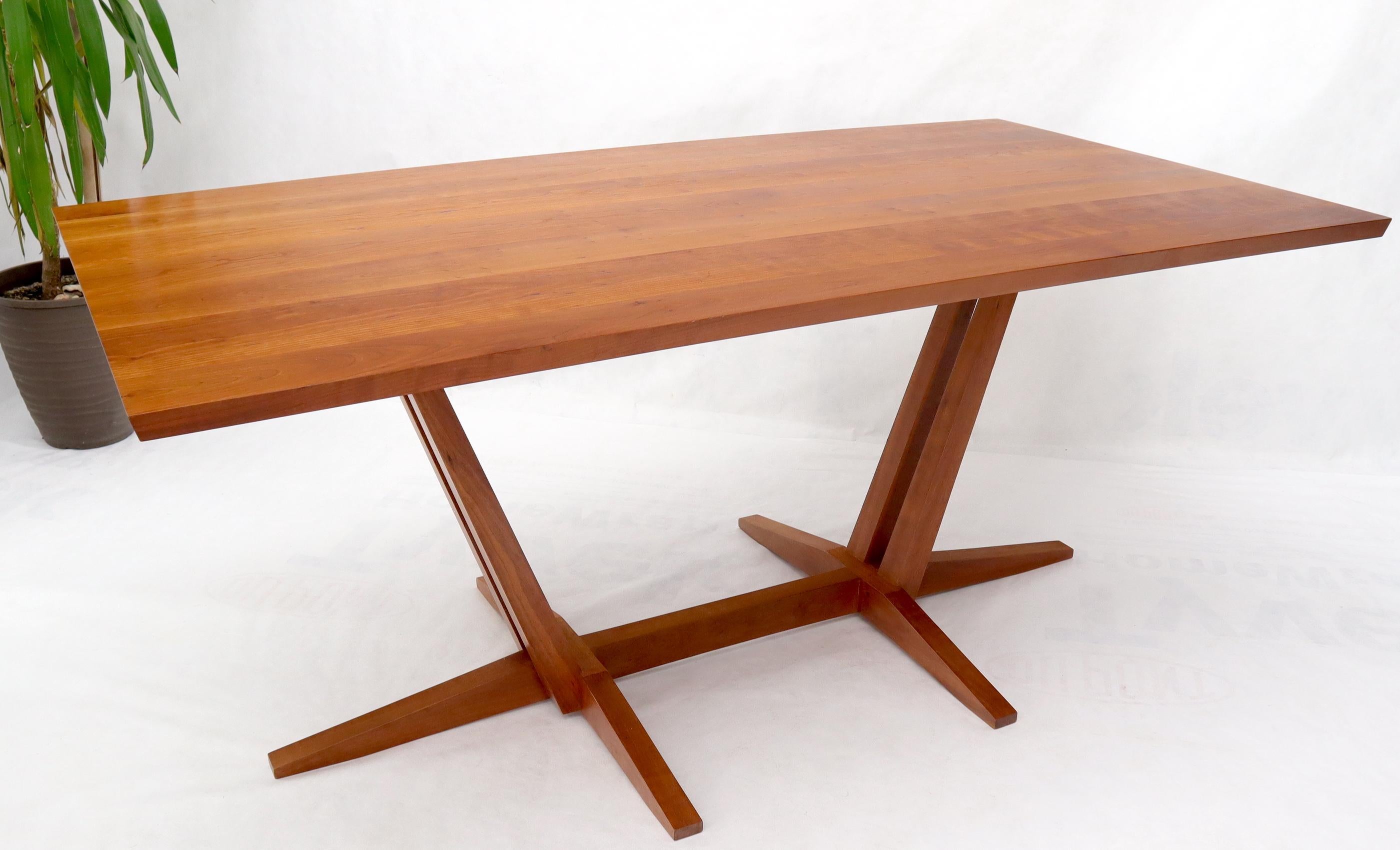 American Thomas Moser Trestle Base Studio Made Thick Solid Cherry Top Dining Table