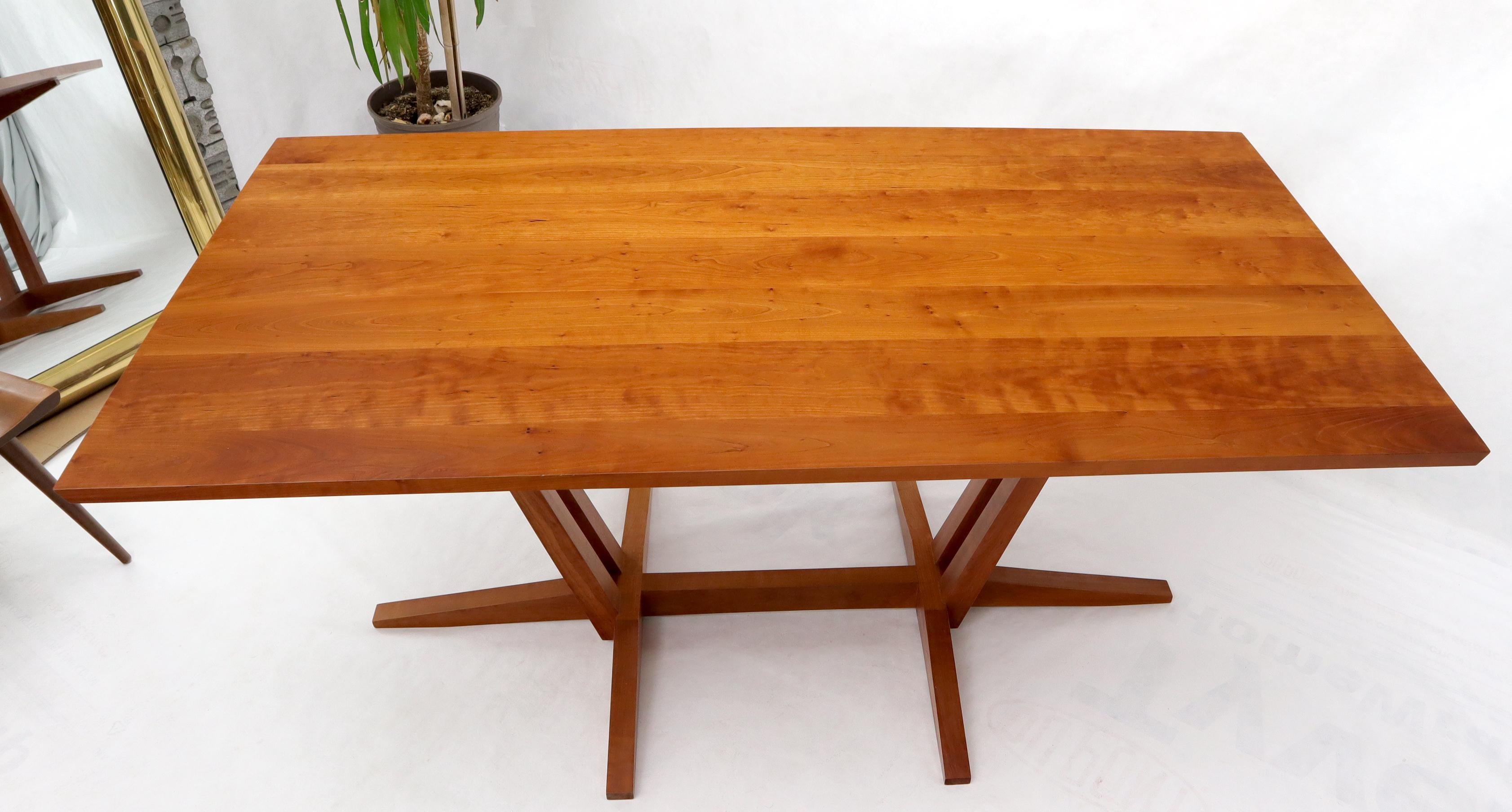 Contemporary Thomas Moser Trestle Base Studio Made Thick Solid Cherry Top Dining Table