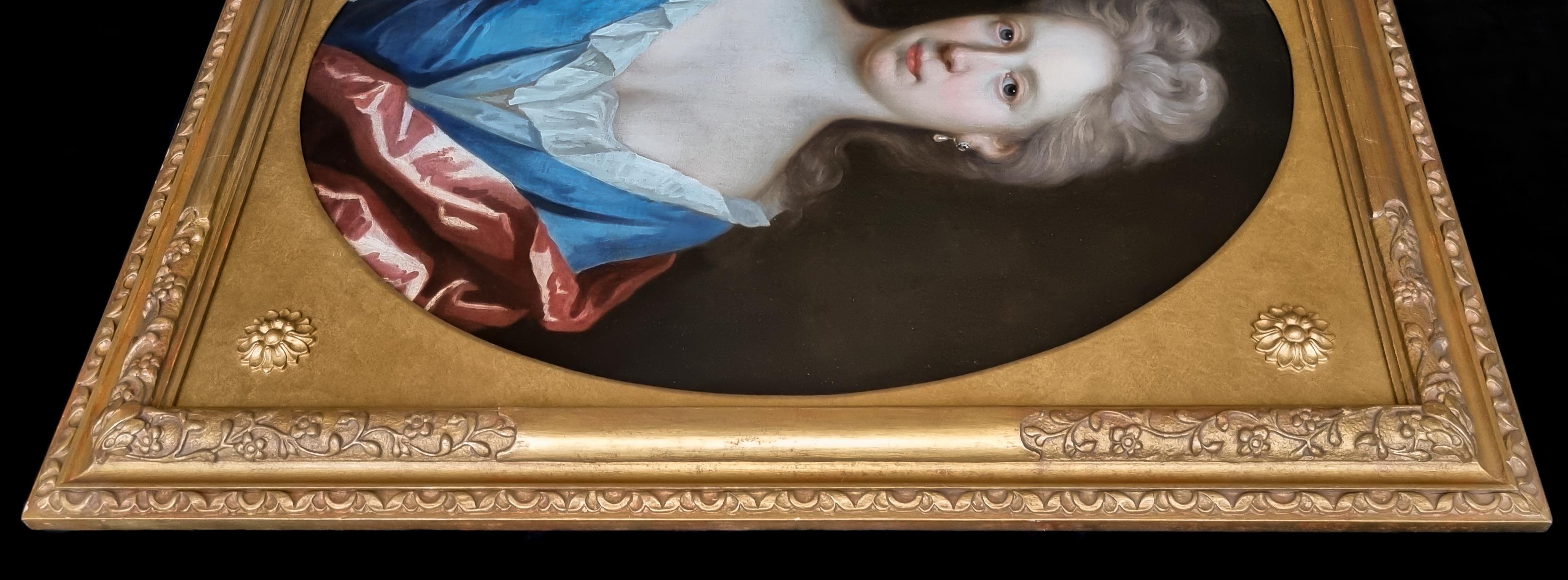 Portrait of a Lady in Blue Silk Dress & Crimson Mantle c.1695; by Thomas Murray For Sale 4