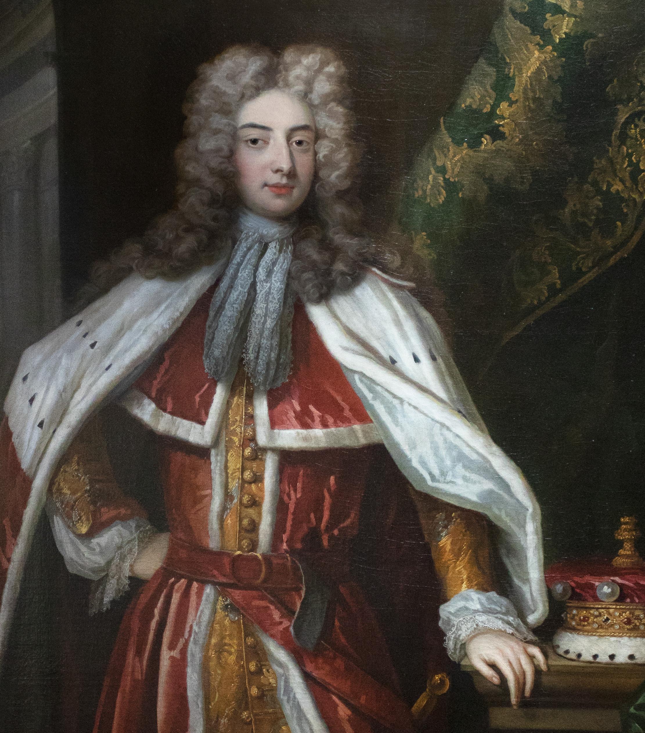 Portrait d'Edward, Baron de Dudley & Ward, 17ème siècle

par Thomas Murray (1663-1734) 

Grand portrait anglais du 17ème siècle d'Edward, Baron de Dudley & Ward, huile sur toile de Thomas Murray. Portrait en pied du jeune baron portant une tenue de