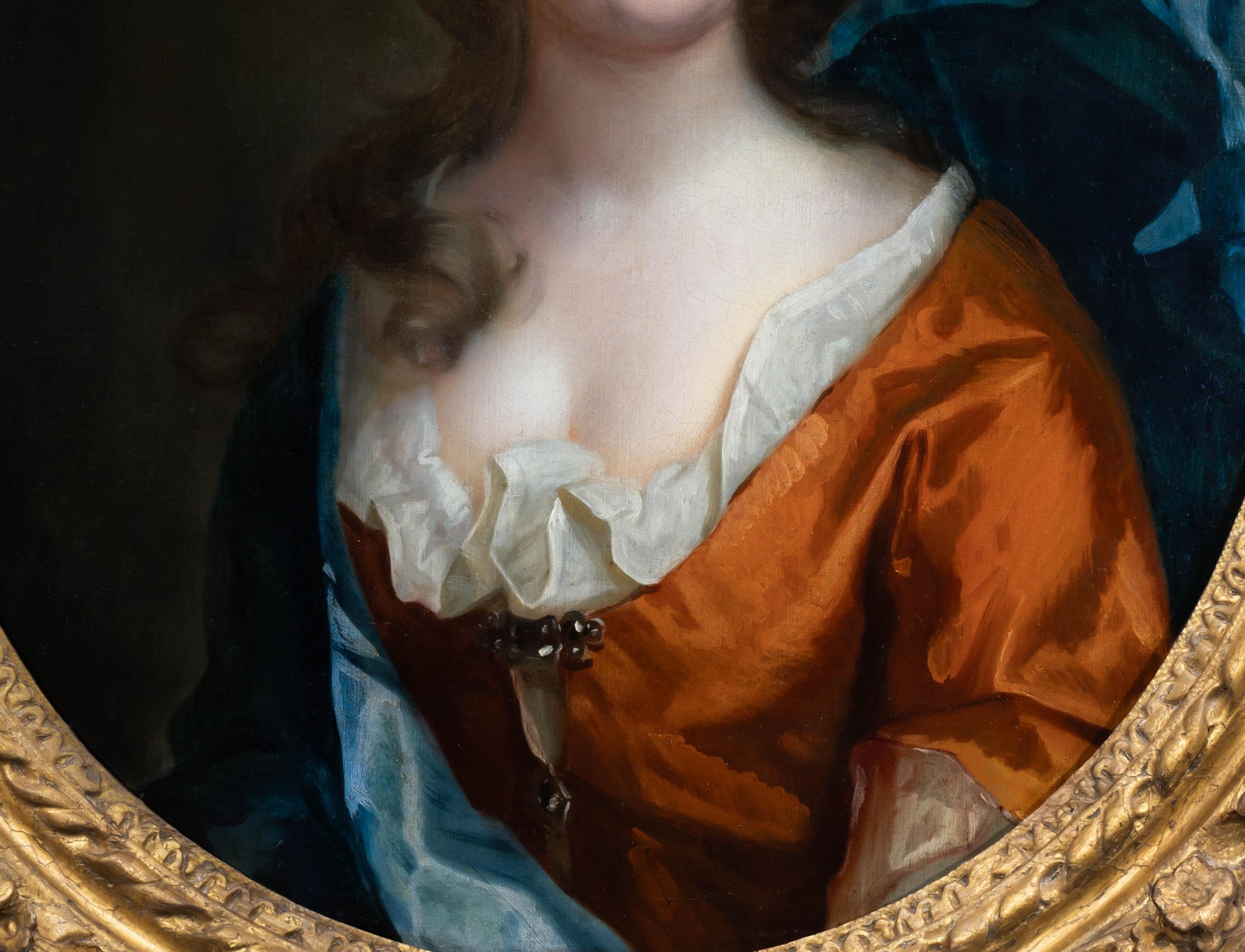 Portrait of Gentleman Blue & Cloak, Portrait of Lady, Fine Carved Gilded frames For Sale 6