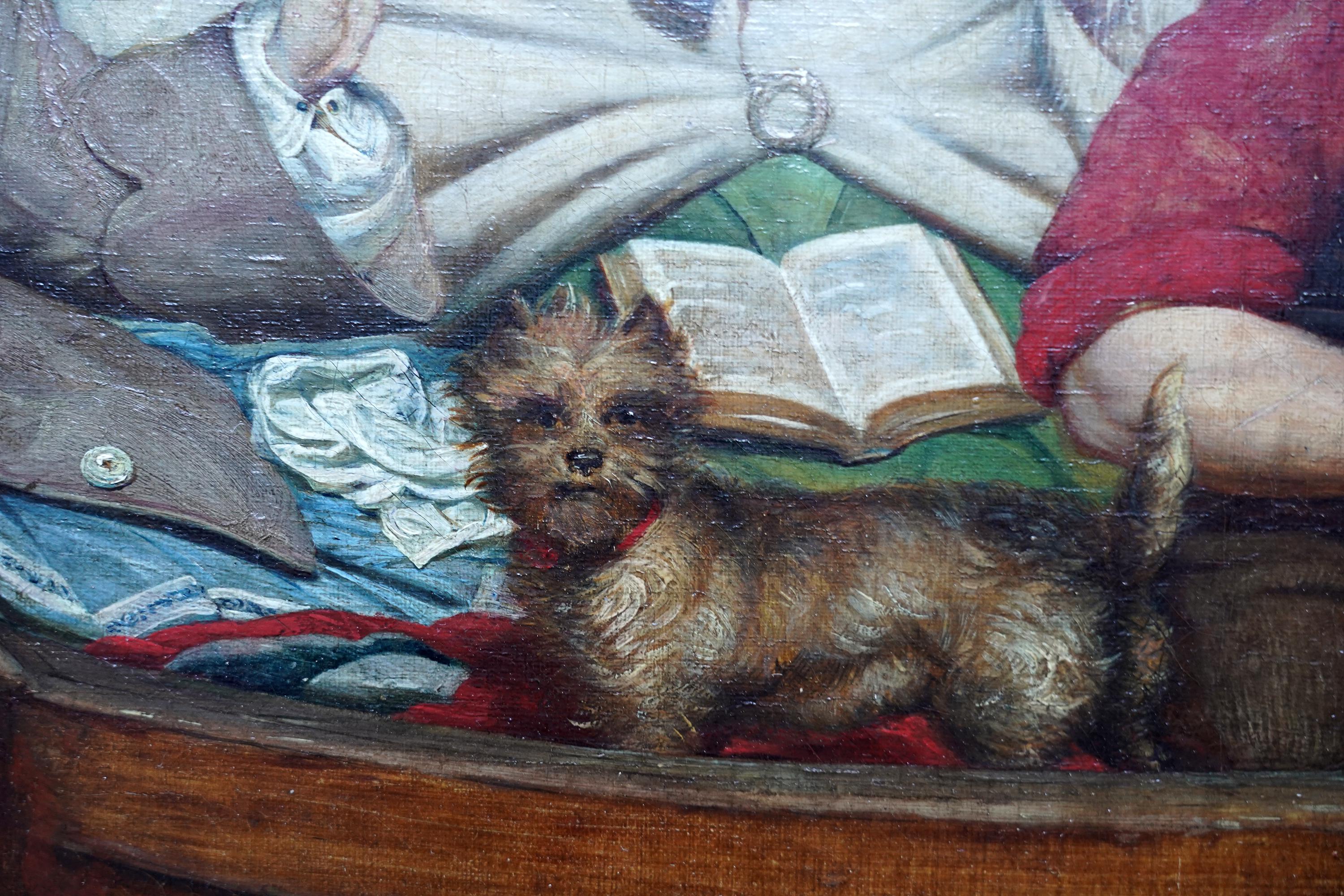 The Boating Party - Britische viktorianische figurative Landschaftsmalerei Ölgemälde im Angebot 5