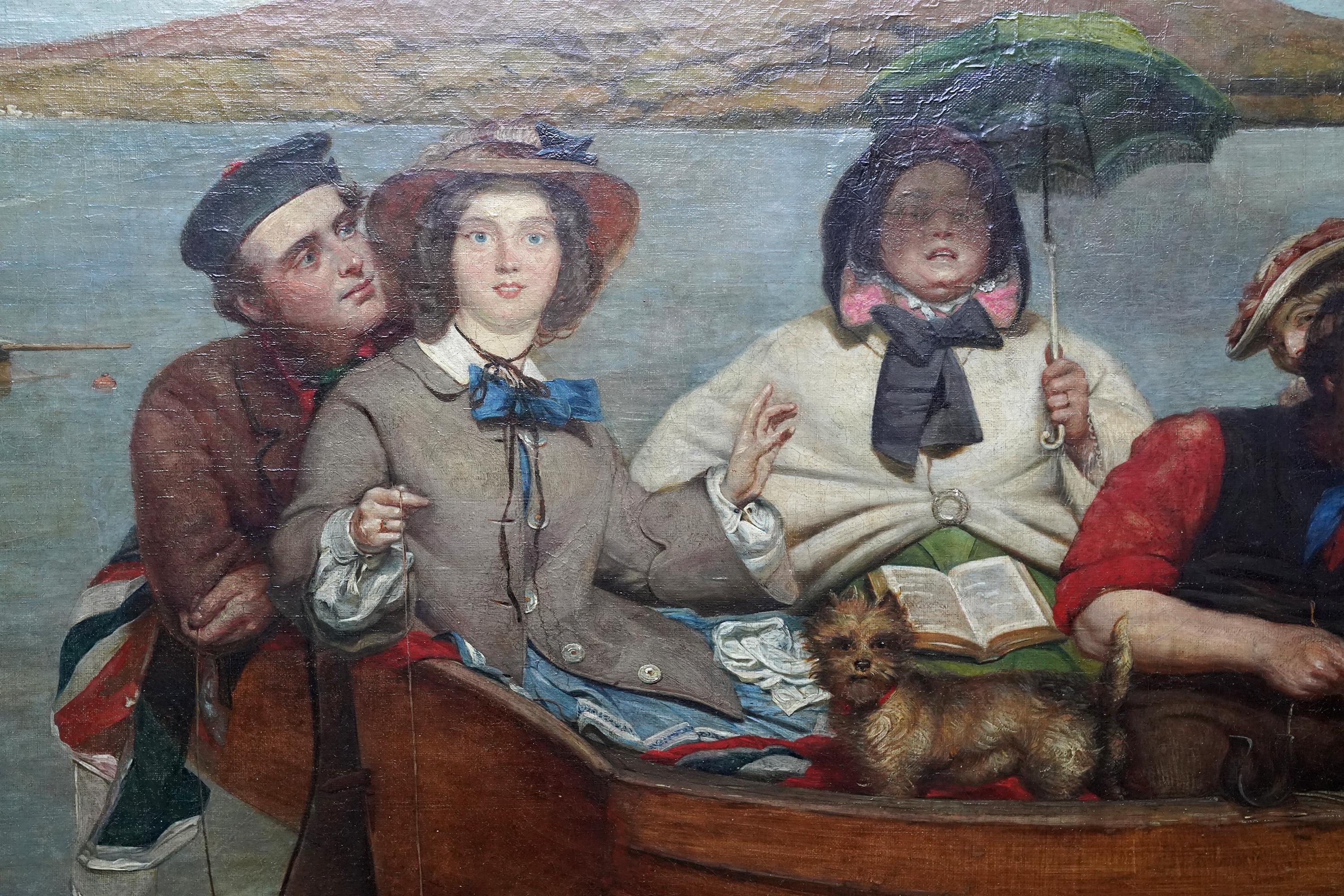 The Boating Party - Britische viktorianische figurative Landschaftsmalerei Ölgemälde im Angebot 1