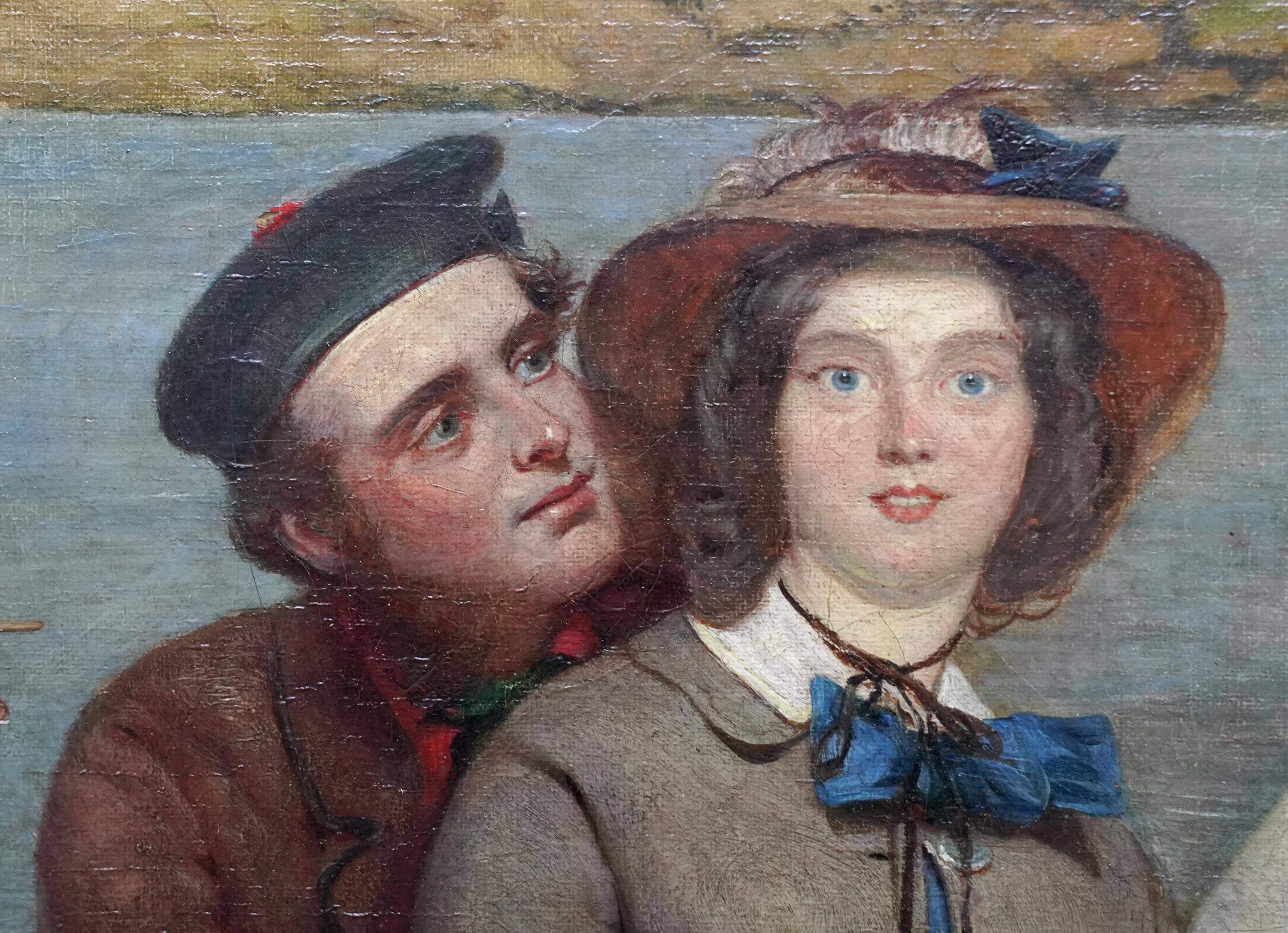 The Boating Party - Britische viktorianische figurative Landschaftsmalerei Ölgemälde im Angebot 2