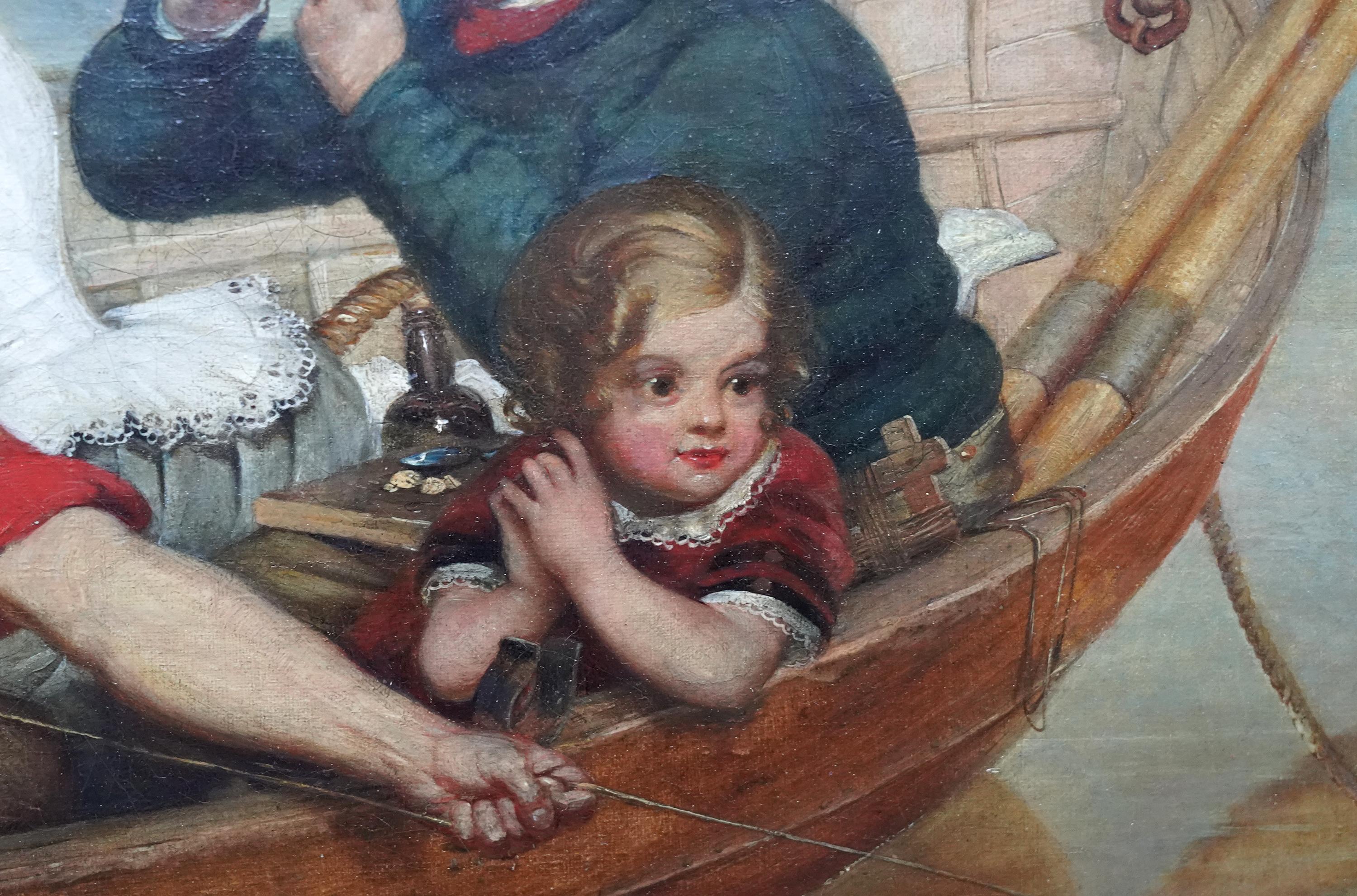 The Boating Party - Britische viktorianische figurative Landschaftsmalerei Ölgemälde im Angebot 3