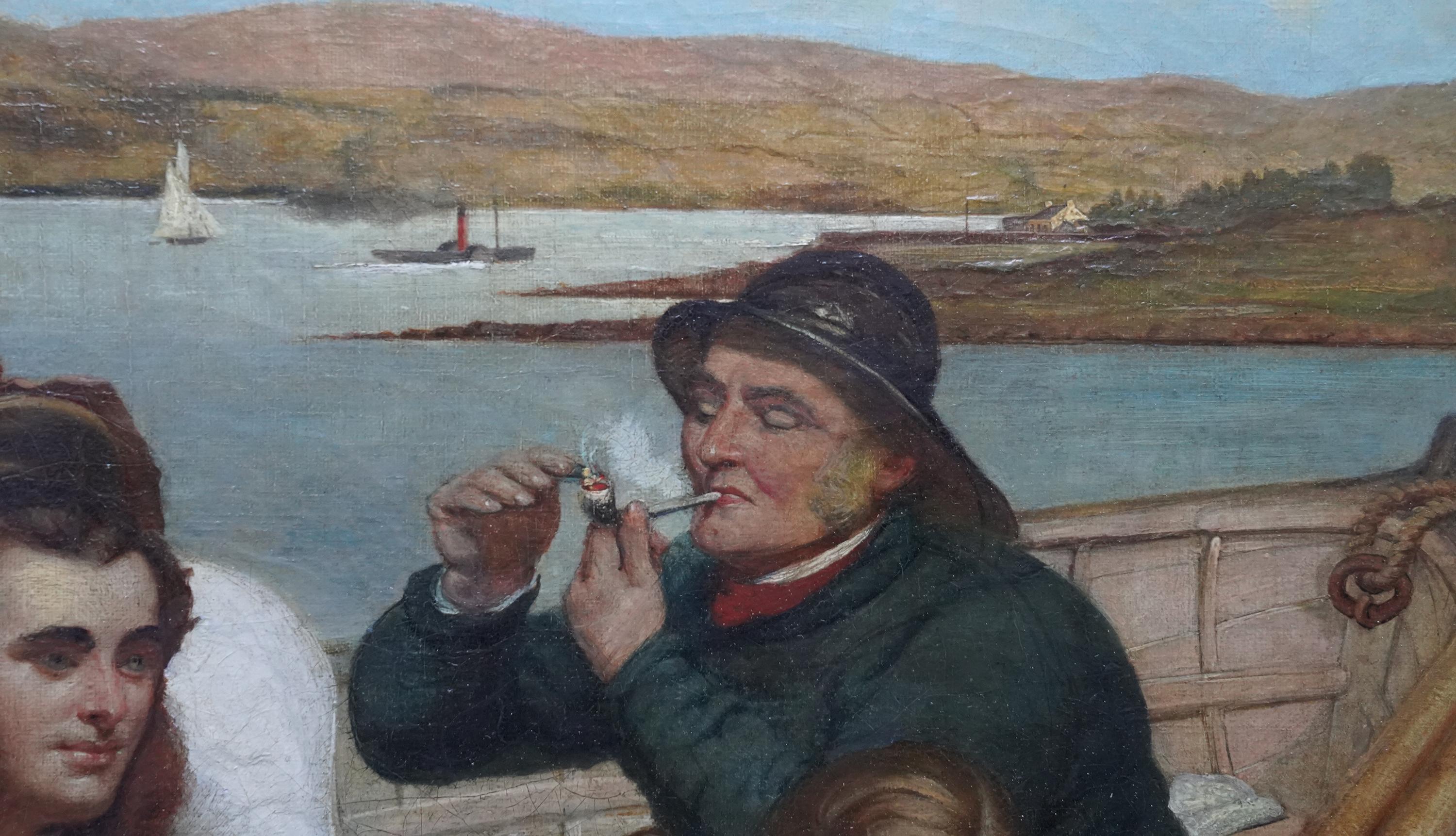 The Boating Party - Britische viktorianische figurative Landschaftsmalerei Ölgemälde im Angebot 4
