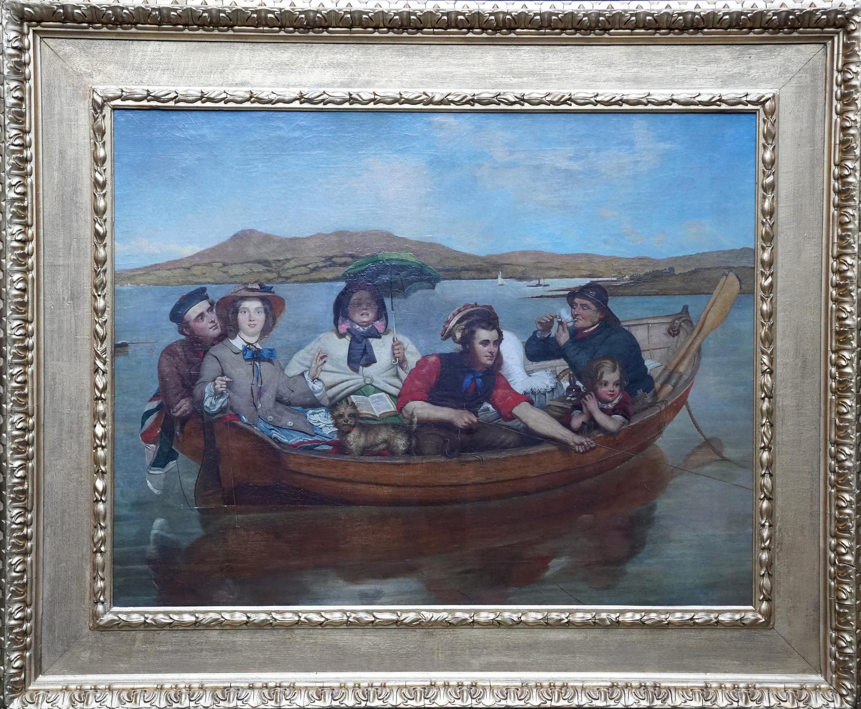 The Boating Party - Britische viktorianische figurative Landschaftsmalerei Ölgemälde