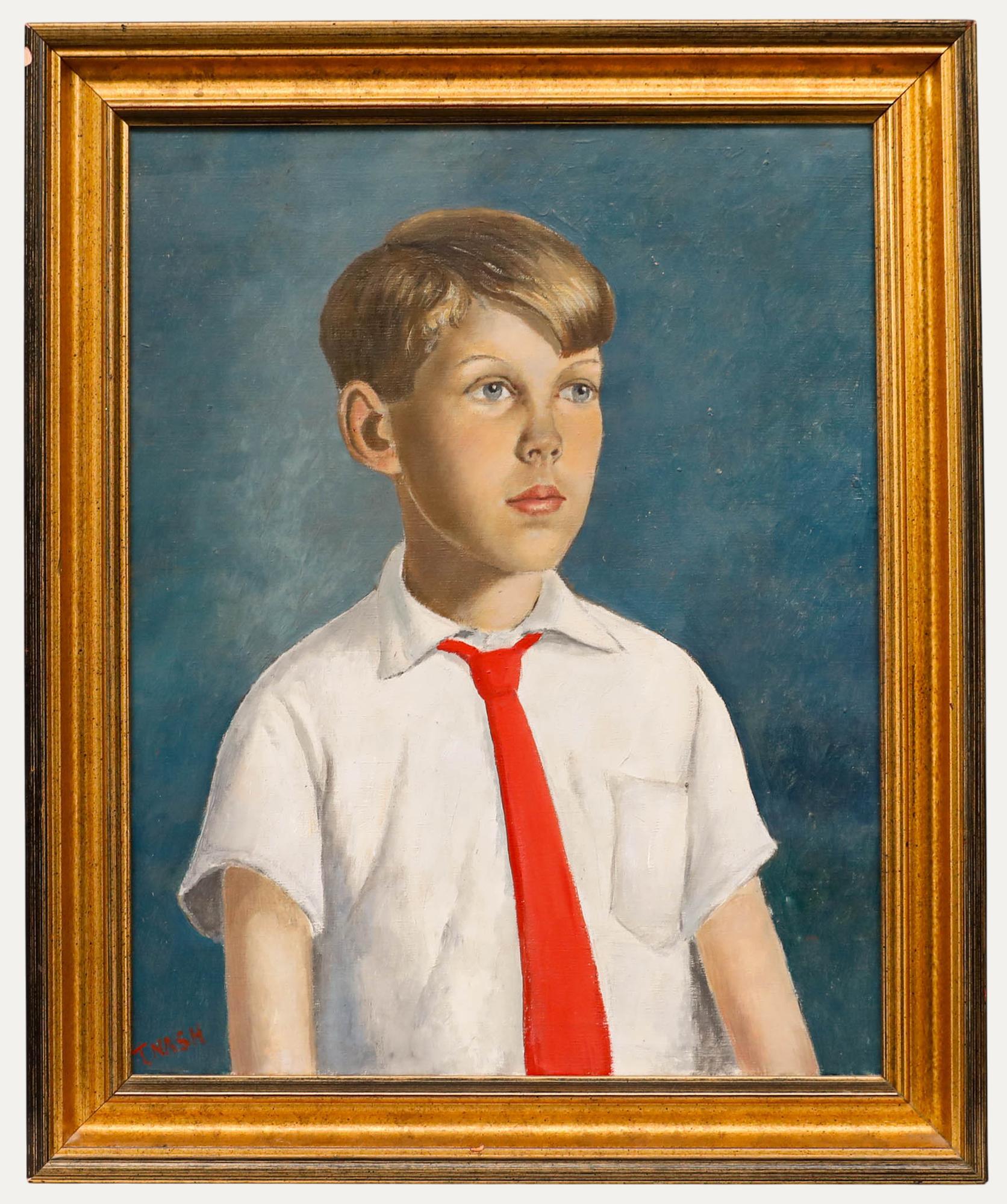 Thomas Saunders Nash (1891-1968) - Gerahmtes Öl, Porträt des Sohnes des Künstlers