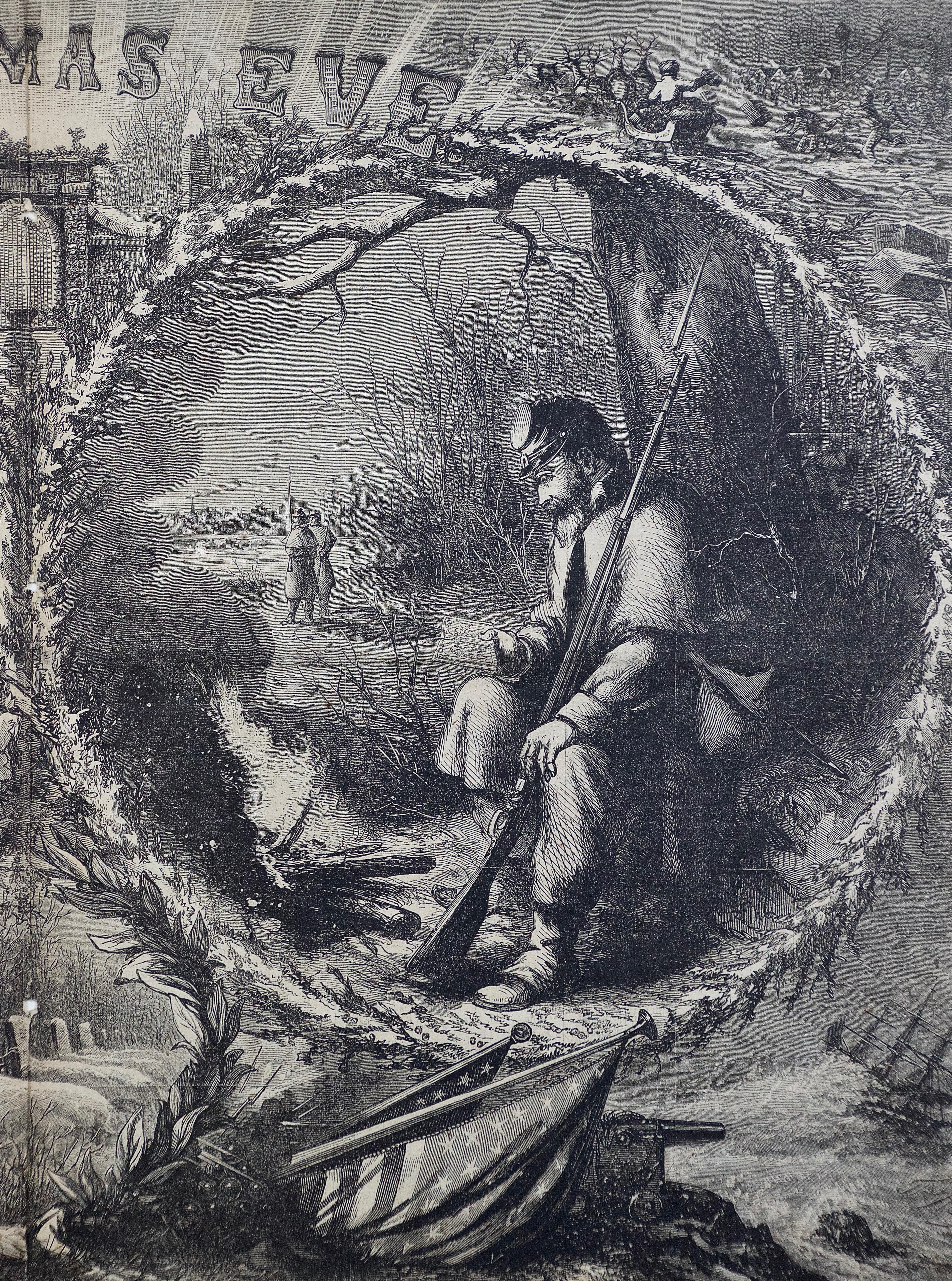 A Pair of Civil War Christmas Thomas Nast Harper's Weekly Woodcut Engravings  2