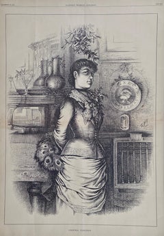 "Christmas Flirtation", Thomas Nast Harper's Weekly Engraving, 19th Century