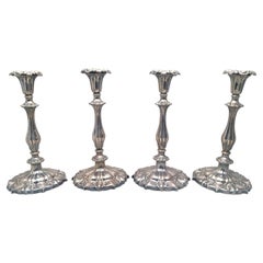 Thomas & Nathaniel Creswick Set di 4 candelabri inglesi in argento sterling del 1843