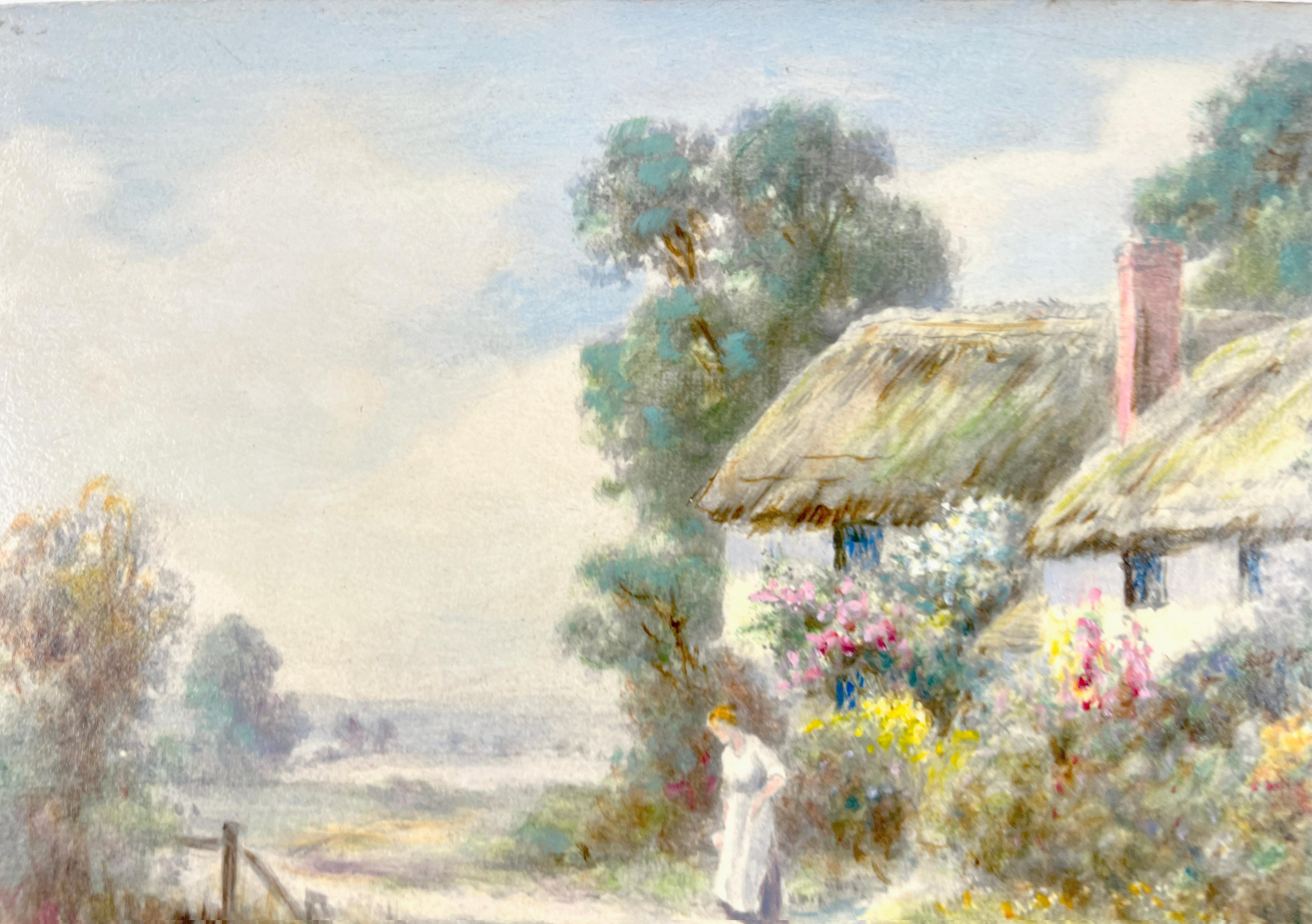  Late 19th Century Original English Landscape of a Cottage in Cambria - Impressionist Painting by Thomas Noel Smith