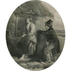Thomas O. Barlow RA (1824-1889) after F.W. Topham - 1849 Engraving, Making Nets