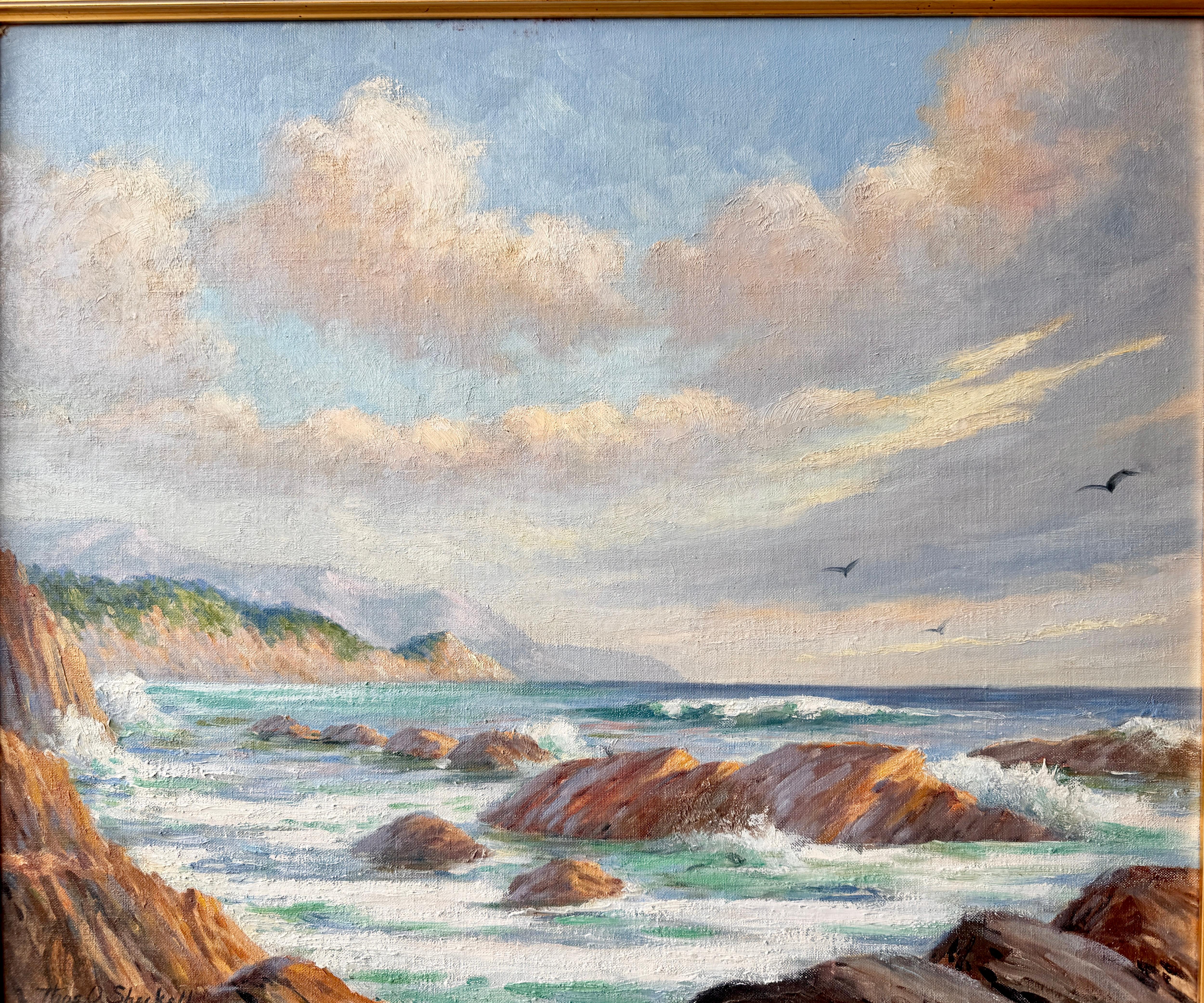 “Near Point” Carmel to Point Lobos California 1930 Thomas O. Sheckell Orig Oil - Painting by Thomas Owings Sheckell 