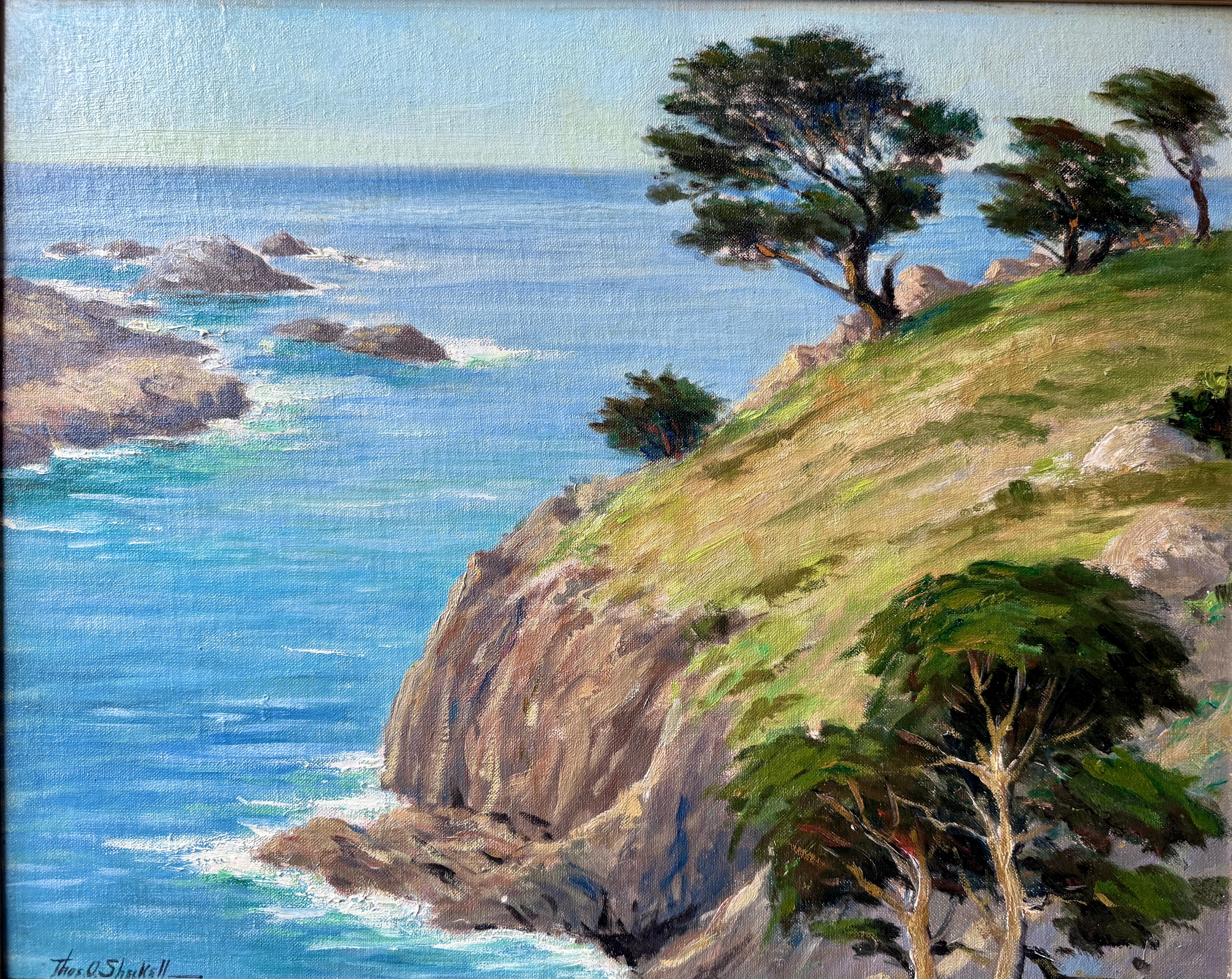 The Highlands Point Lobos Carmel California 1930 Thomas O. Sheckell Original Oil - Painting by Thomas Owings Sheckell