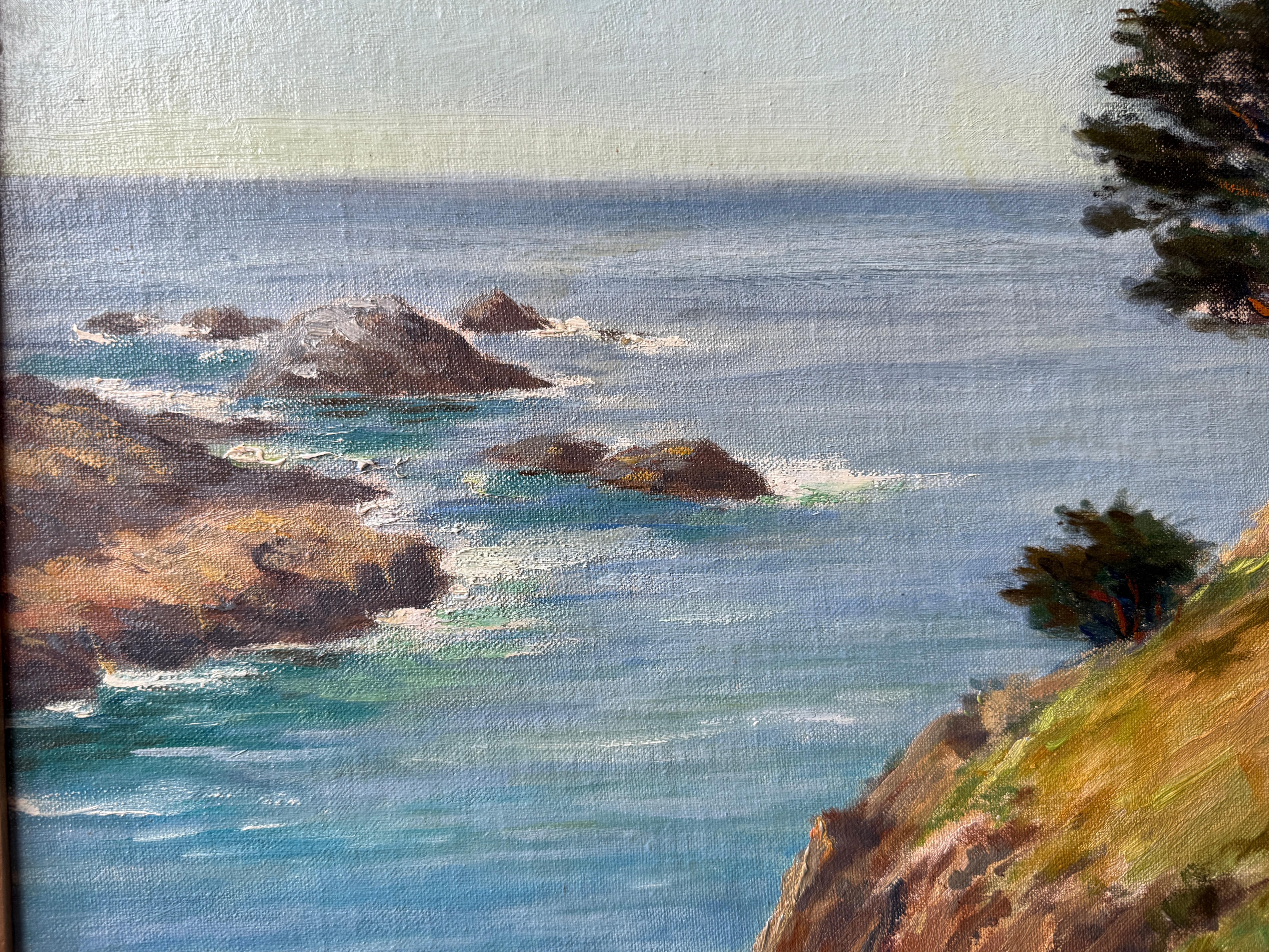 The Highlands Point Lobos Carmel California 1930 Thomas O. Sheckell Original Oil - American Realist Painting by Thomas Owings Sheckell